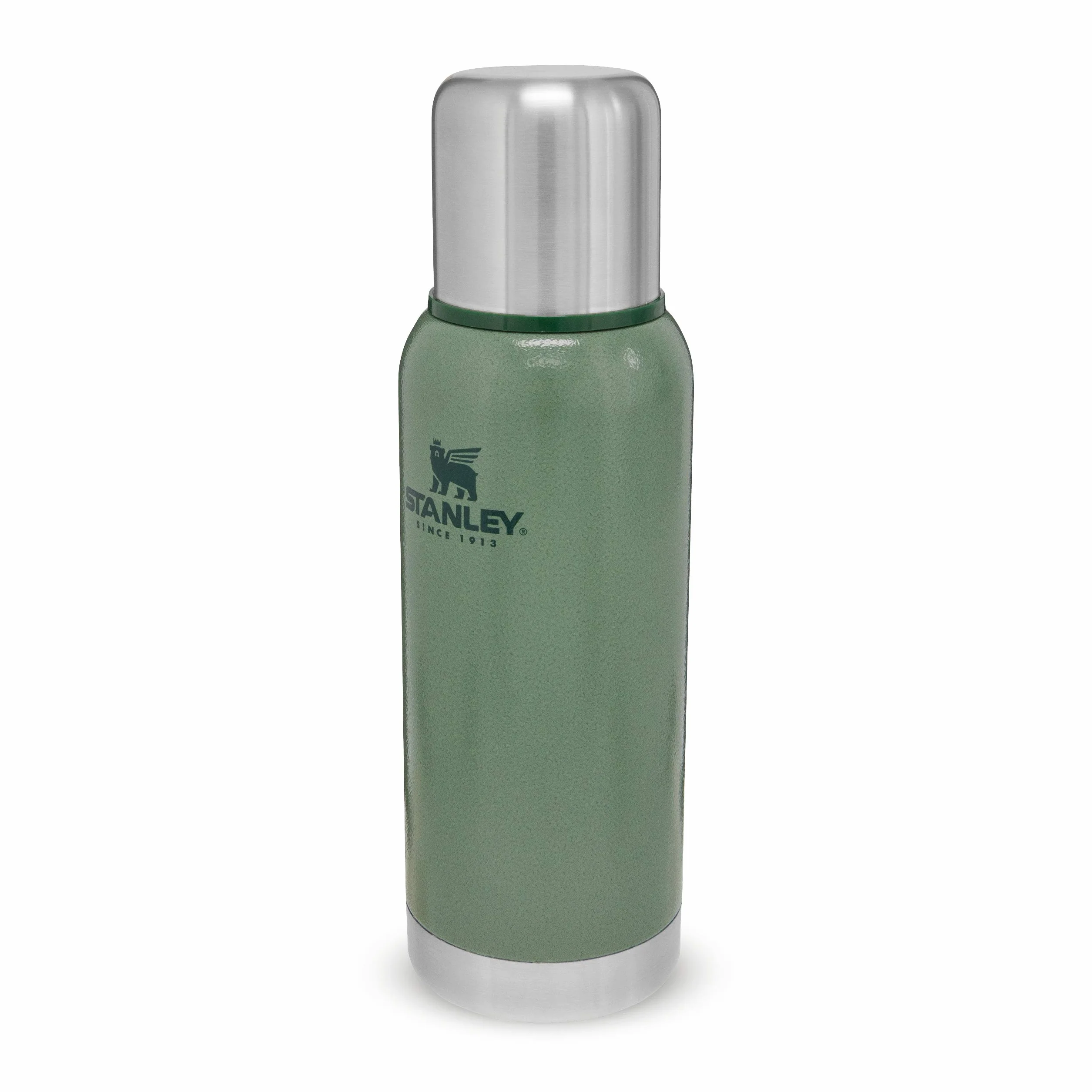 Stanley Adventure Stainless Steel Vacuum Bottle 739 ml / 25OZ Hammertone Green – Edelstahl-Thermoskanne | BPA-frei |Hält heiß oder kalt | Deckel fungiert als Trinkbecher