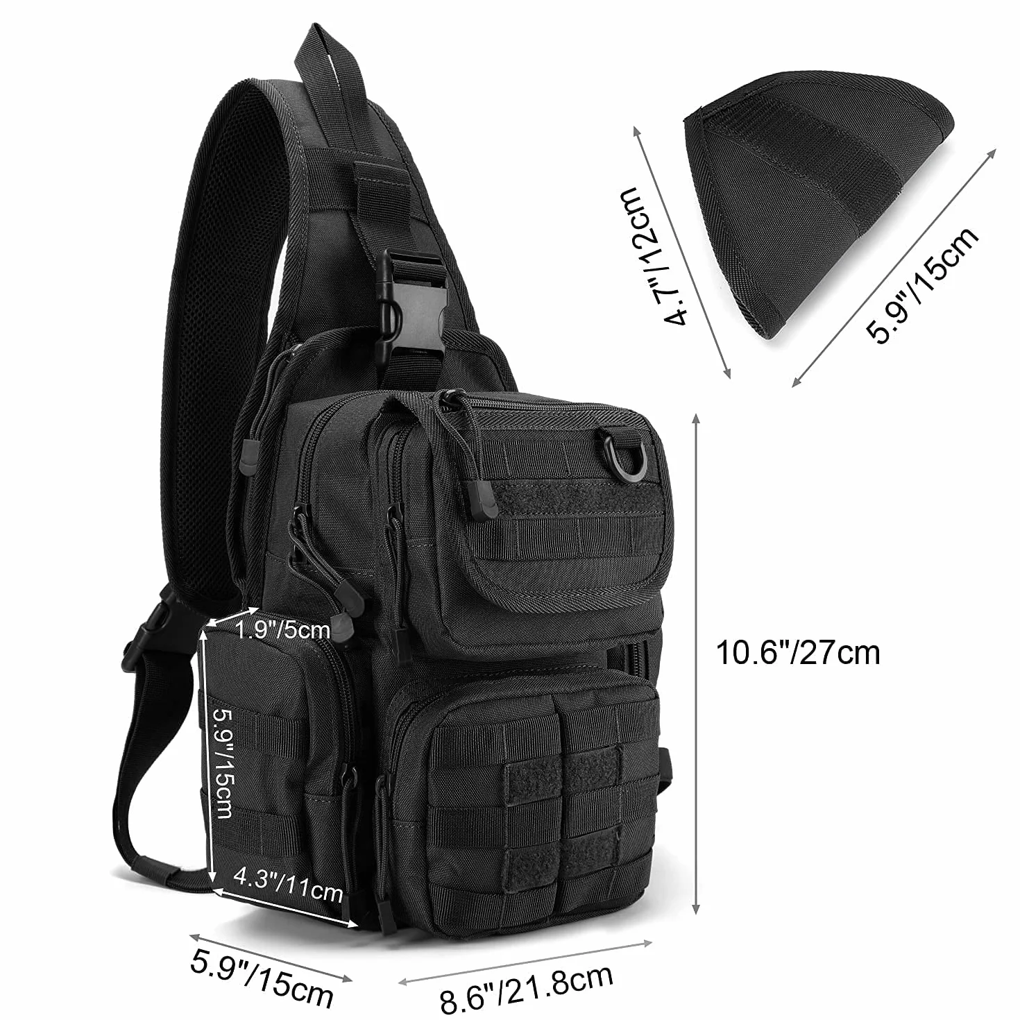 G4Free Taktisch Brusttasche Military Schultertasche Chest Sling Pack Molle Armee Crossbody Bag Militärisch Umhängetasche Single Strap Rucksack für Reisen Wandern Camping Trekking