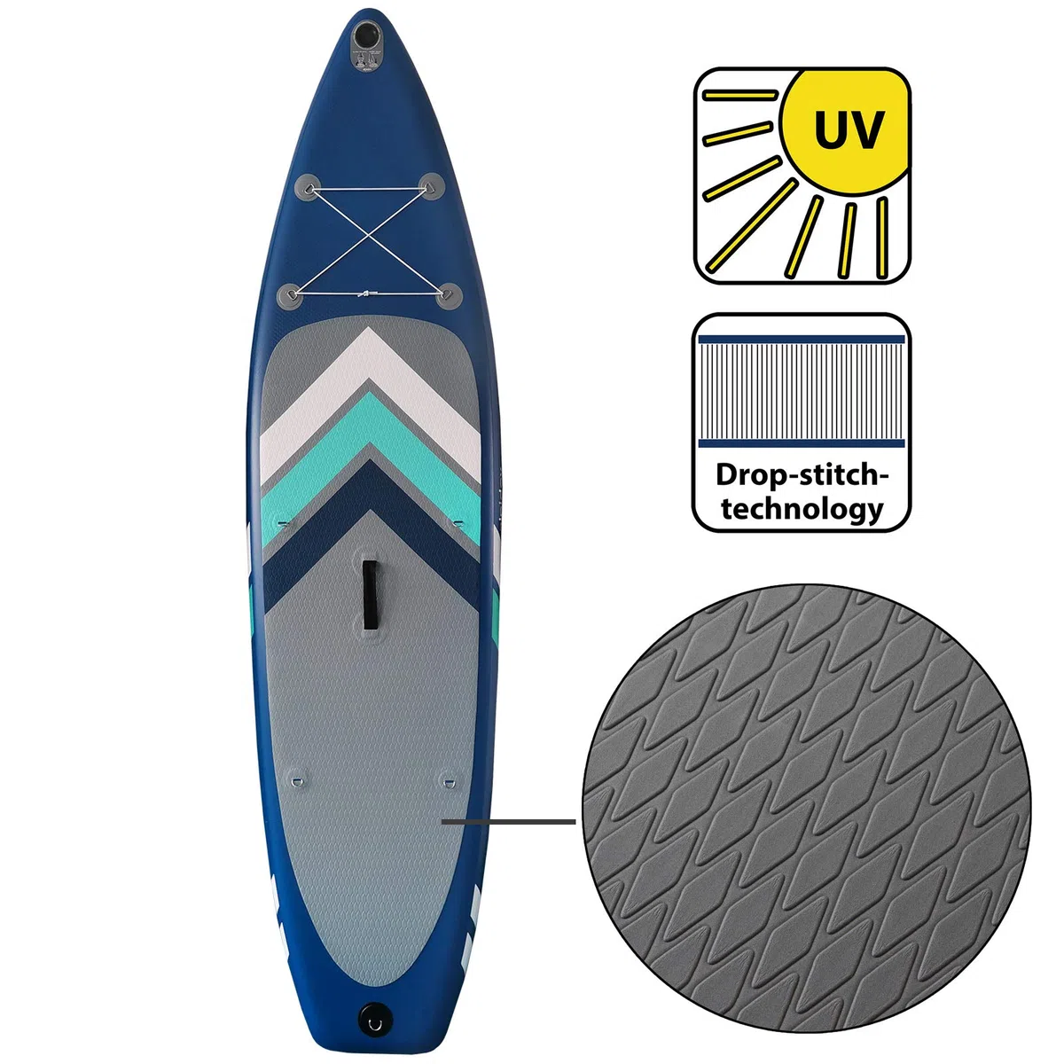 ALPIDEX Stand Up Paddle Set SUP 305 x 76 x 15 cm Belastbar bis 150 kg Aufblasbar Stabil Leicht Komplett Set Tragetasche Paddel Finnen Luftpumpe Leash Repair Kit