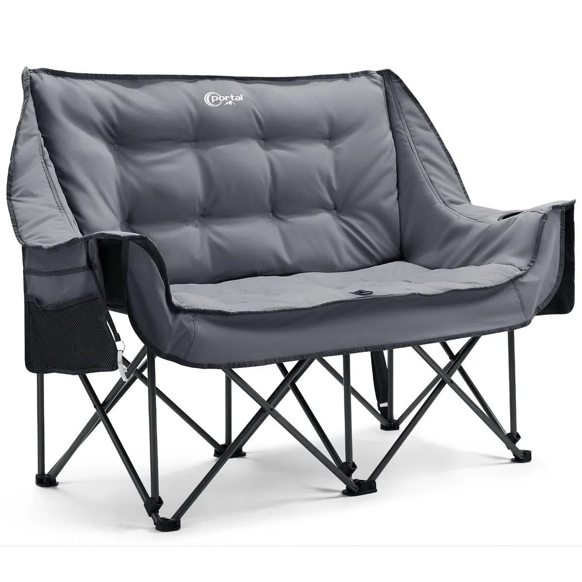 Portal Campingstuhl faltbar Campingsofa für 2 Personen 272kg belastbar Super Weich mit Lagerungstasche Doppel Klappstuhl Faltsofa Dick Gepolstert Hohe Rückenlehne für Outdoor Garten Balkon