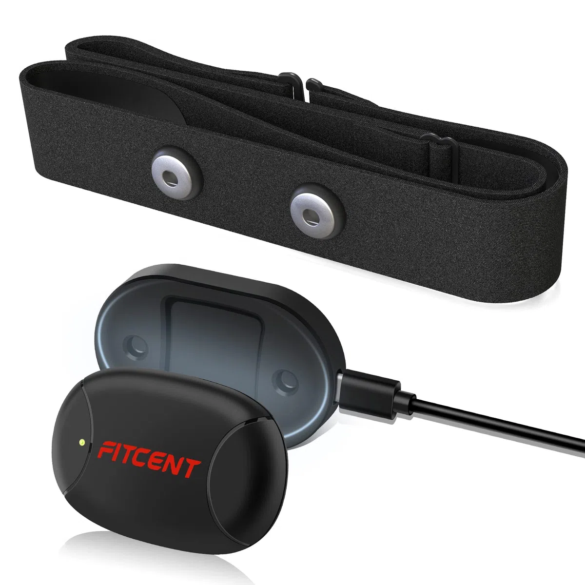 Fitcent Herzfrequenz-Sensor mit 5,3 kHz/Bluetooth und Ant+, Herzfrequenzmesser mit Kalorienüberwachung und Speicher für Radfahren, Laufen, Fitness
