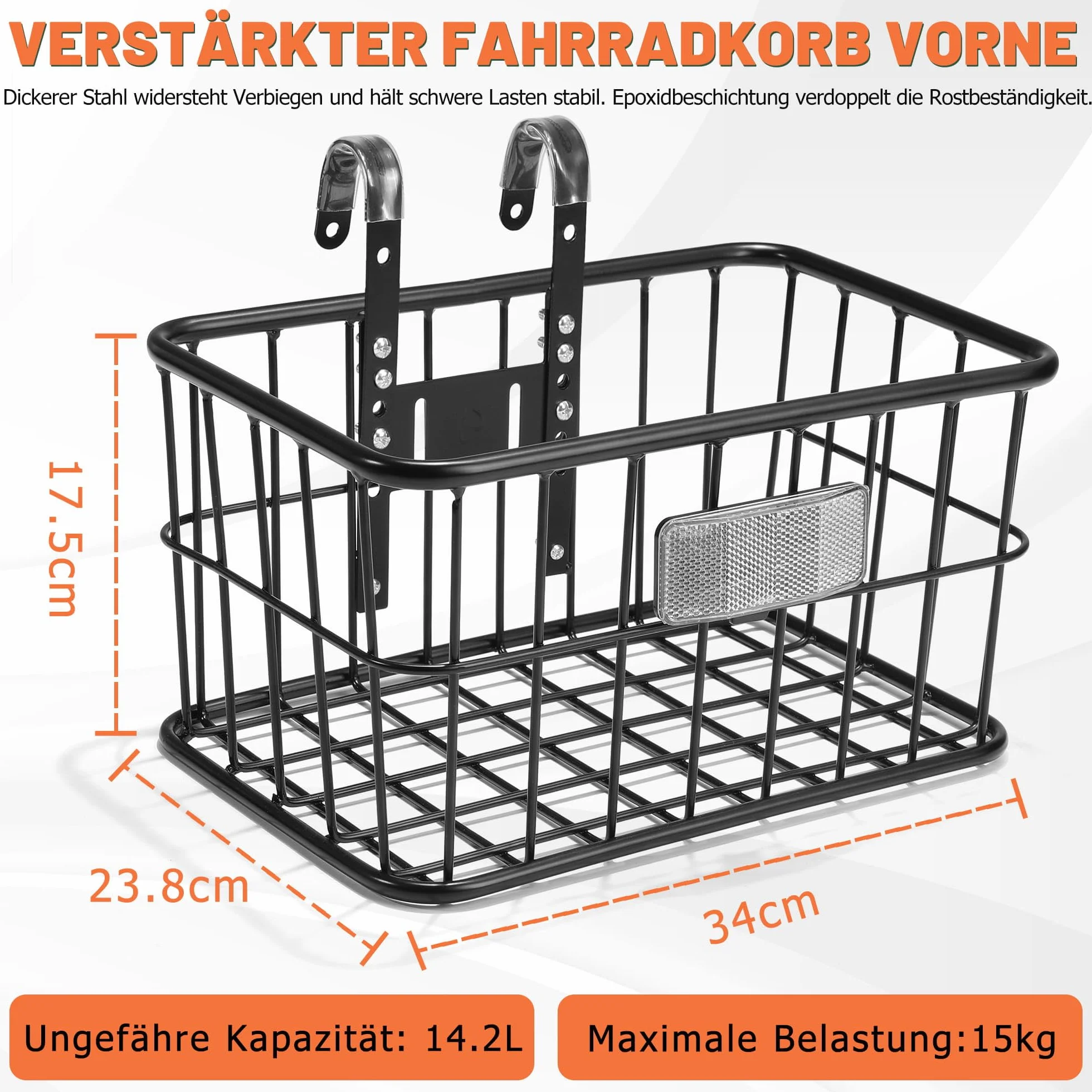 CDYWD Fahrradkorb Vorne für mit Herausnehmbarer Innentasche, Groß Lenkerkorb Fahrrad Herren & Damen, Korb Fahrrad Vorne für Ebike, Scooter, Mountainbike, Rennradfahren, Citybike, Beach Cruiser