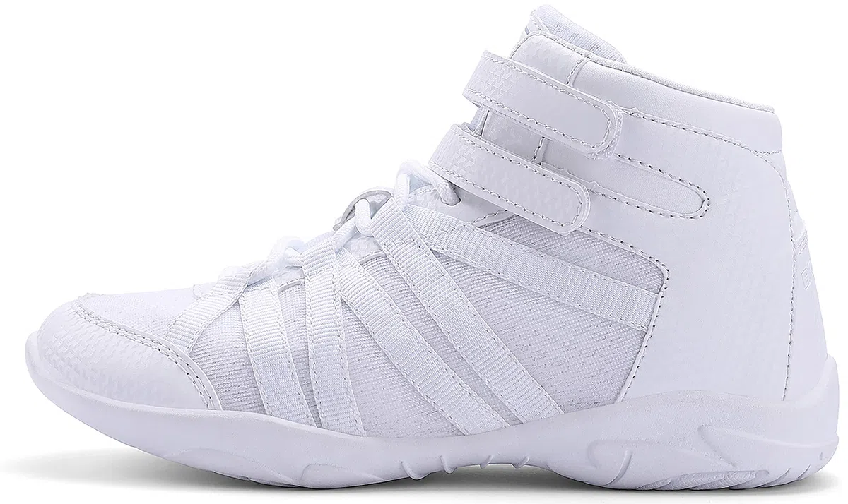 BAXINIER Girls White High Top Cheerleading Shoes Lightweight Youth Cheer Competition Sneakers Training Dance Tennis Shoes