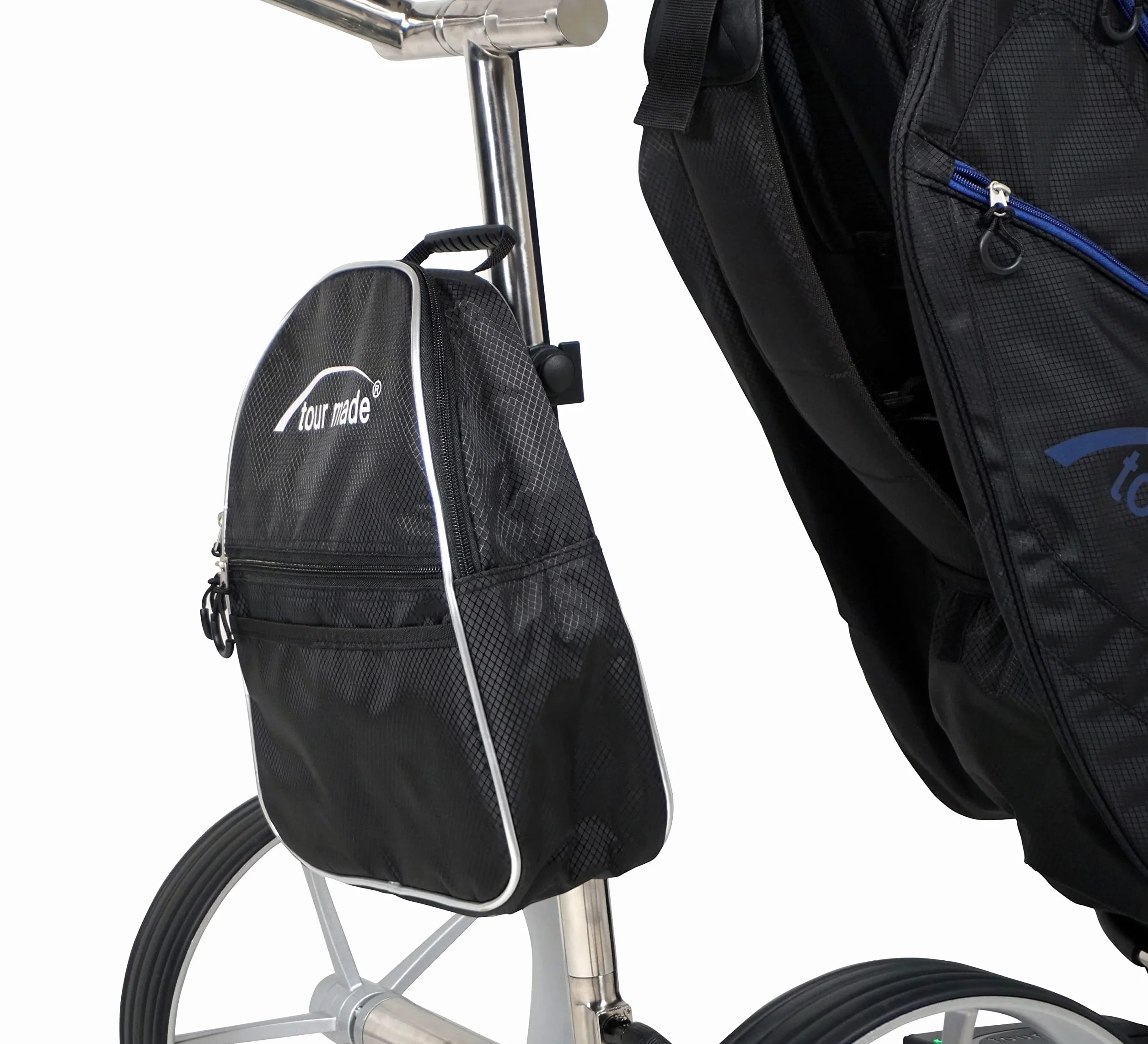 tour made Caddy Cooler I Kühl- und Accessoiretasche für Elektro- & Push Golftrolleys I Auch für Haicaddy-Trolleys und andere Marken mit ähnlichem Rahmen