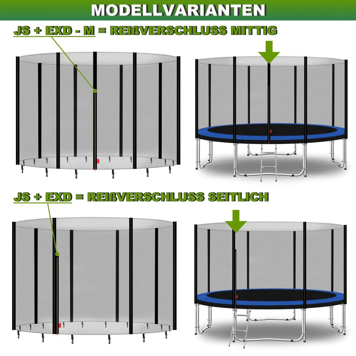Trampolin Sicherheitsnetz Ø 183 185 244 250 275 277 300 305 335 337 366 370 396 400 427 430 457 460 487 490 (JS+EXD) Ersatzteile Netz Schutznetz Ersatznetz Gartentrampolin Outdoor