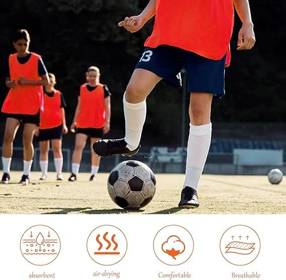 Malloom 24 Stück Fußball Leibchen für Erwachsene, ohne Logo Trainingsleibchen Fussball Leibchen Kinder Erwachsene, Team-Spiel Bibs für Fußball, Basketball, Volleyball - Grün & Orange
