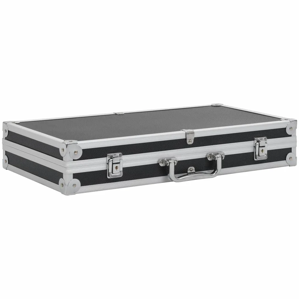 vidaXL Waffenkoffer mit 2 Schlüsseln Gewehrkoffer Pistolenkoffer Jagdkoffer Universalkoffer Alukoffer Aluminium Alu ABS Schwarz 47x26x8,3 cm