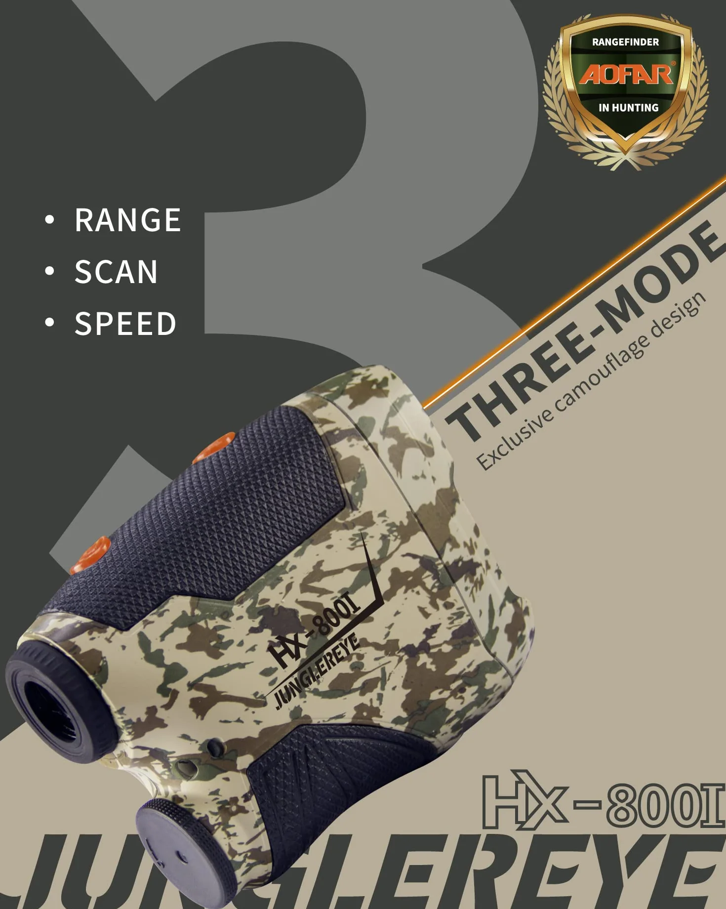 AOFAR HX-800I Laser Entfernungsmesser Jagd 800M, Wasserdichter Rangefinder für das Bogenschießen für die Bogenjagd mit Entfernungs, Scan und Geschwindigkeitsmodus,6X Vergrößerung, Kostenloser Akku