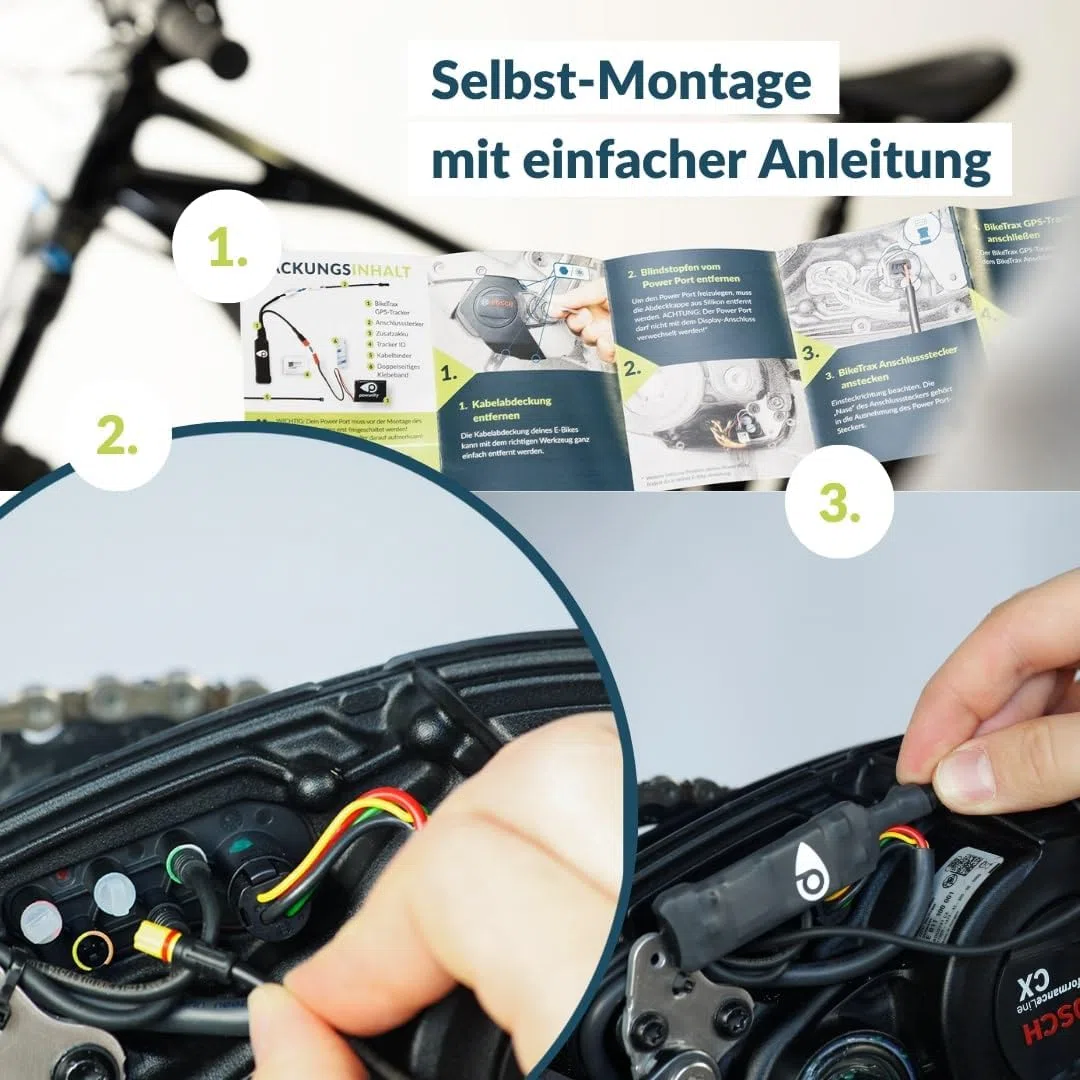 GPS-Tracker für E-Bikes — Bosch Generation 2/3 kompatibel, lückenlose GPS-Übertragung in Europa — Diebstahlschutz, Echtzeit-Tracking mit Handy-App — inkl. SIM & Zusatzakku