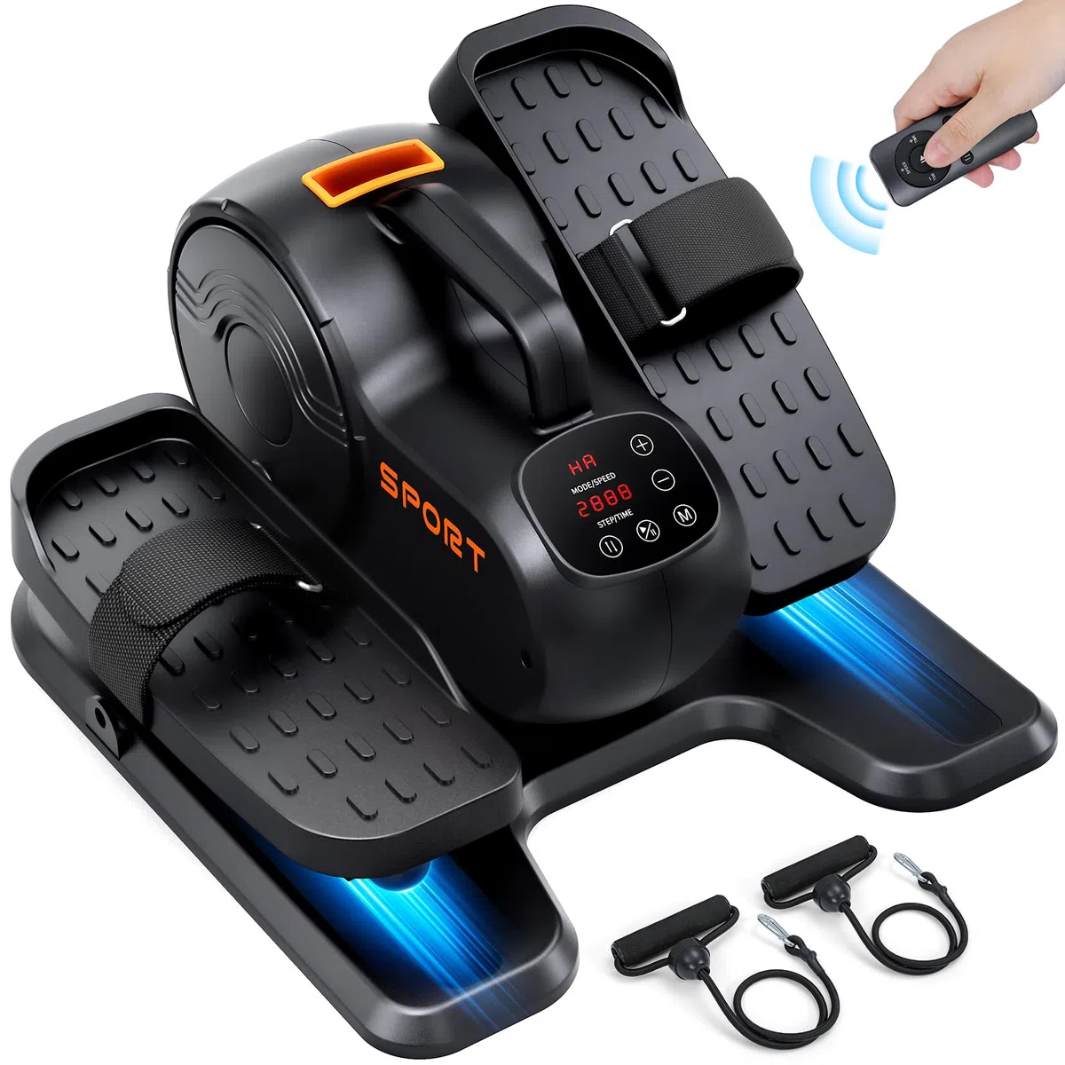 Dripex Mini Elektrischer Crosstrainer, 3-IN-1 Untertisch Ellipsentrainer für Zuhause, Beintrainer für Senioren, 16 einstellabare Geschwindigkeits- und Widerstandsstufen, Komplett Montiert