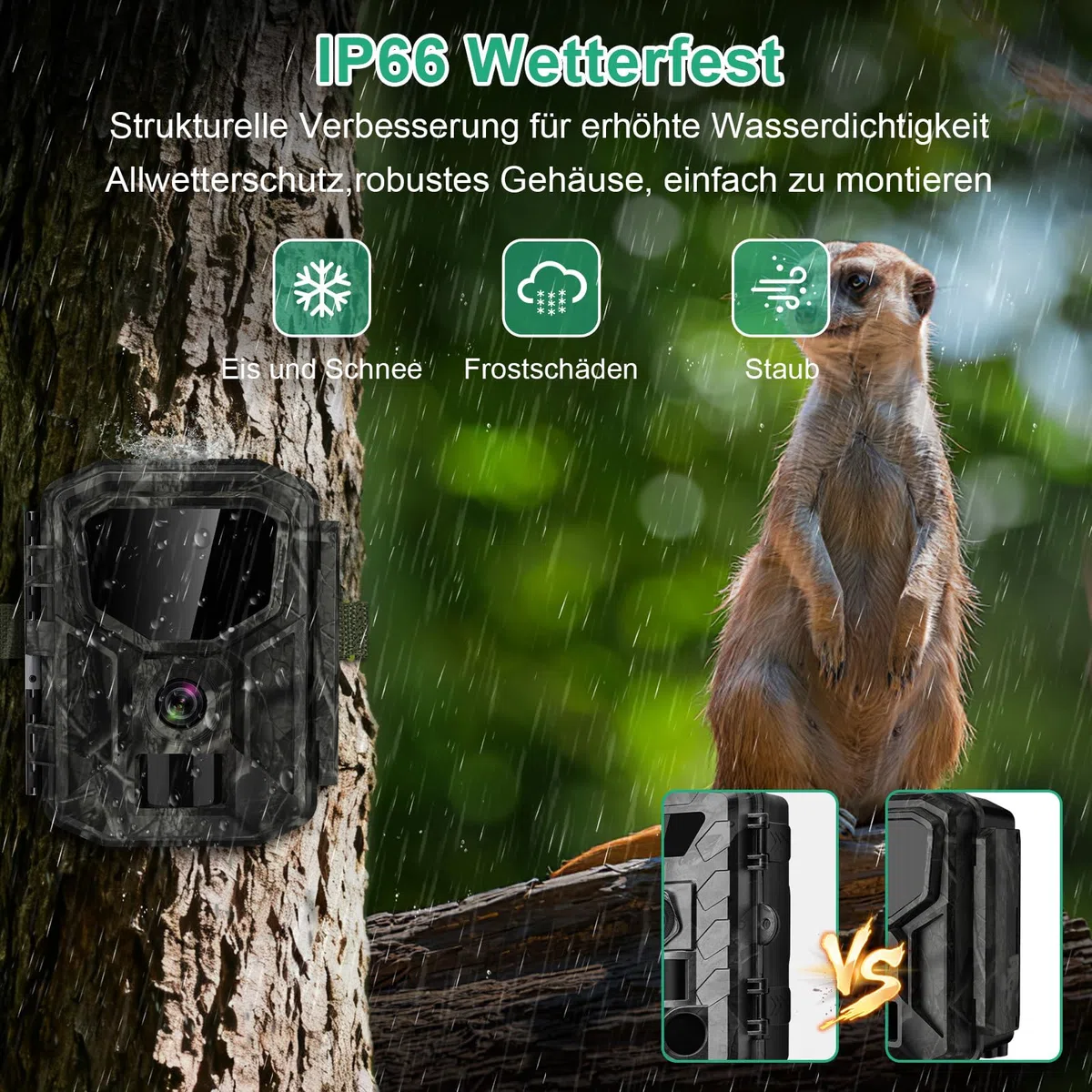Lutranstra 5KB Wildkamera mit Handyübertragung App, 5K/64MP HD, 7800mAh Akku, Infrarot, Nachtsicht, IP66