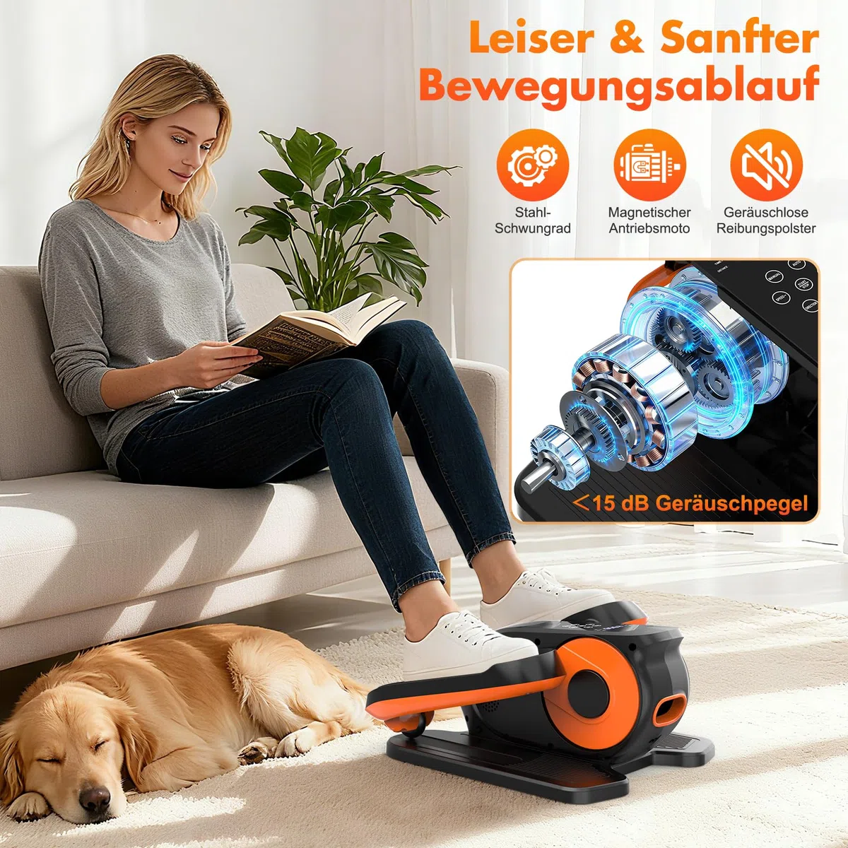 XDDIAS Mini Elektrischer Crosstrainer, Untertisch Ellipsentrainer für Zuhause mit Fernbedienung, LED-Display, 12 Geschwindigkeiten, Mini Ellipsentrainer Leise& Tragbar Stepper für Senioren Erwachsene