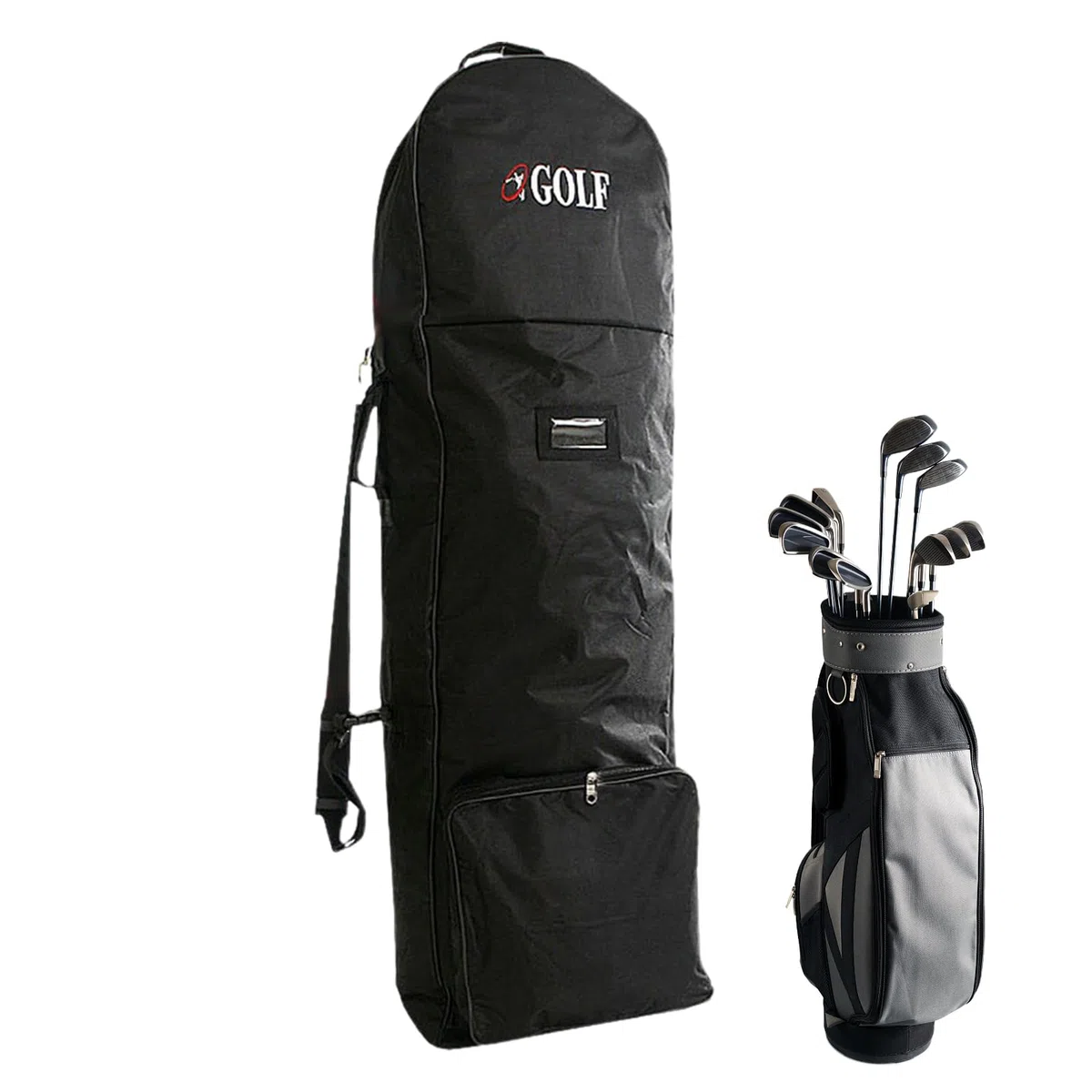 Golf-Reisetasche – Schutz für den Transport von Golfschlägern, verstellbarer Schultergurt, Flugtasche mit Rädern | Shuttle für Flugzeug, U-Bahn, Reisen, Outdoor-Sport, Club, Traspor