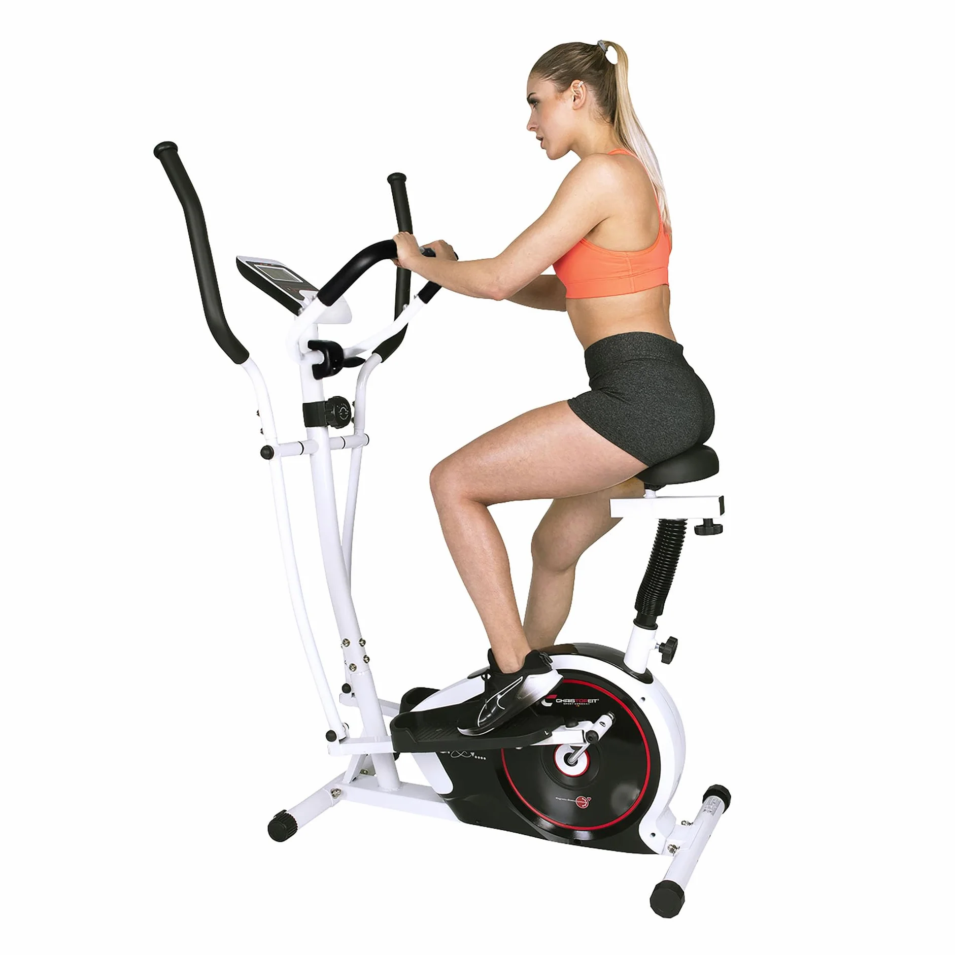 Christopeit Crosstrainer – 2-in-1 Cross- & Heimtrainer mit 7 kg Magnet-Bremse & 8 Widerstandsstufen – Leises Training, LCD-Display, Puls-Sensoren & Tablet-Halterung – Gelenkschonend