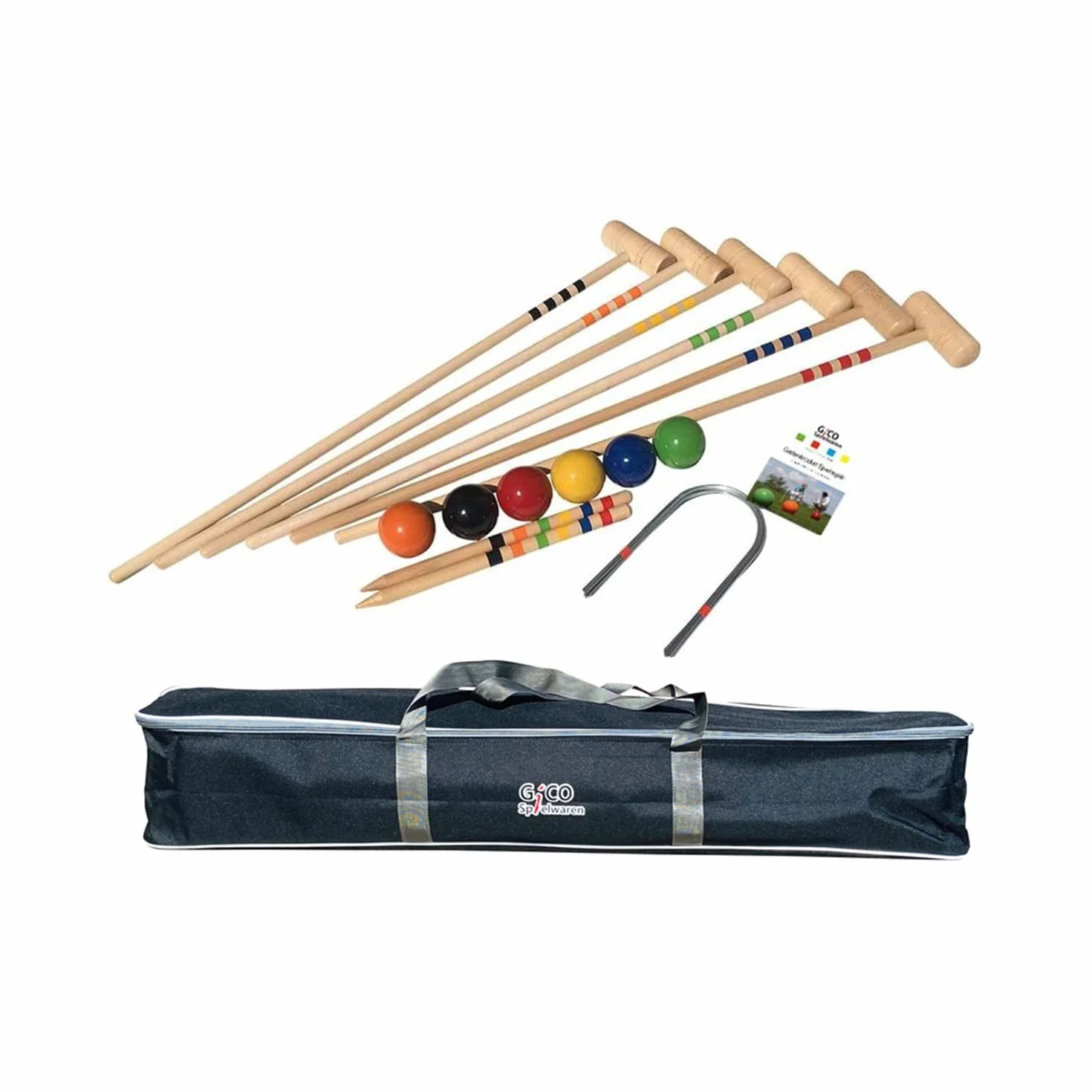Qualitäts Krocketspiel / Krocket / Crocket für 6 Spieler (100 cm Erwachsenengröße) mit Transporttasche - Spiel gut (Auszeichnung) - Qualitätsware aus Massivholz für die ganze Familie -Made in EU-3246