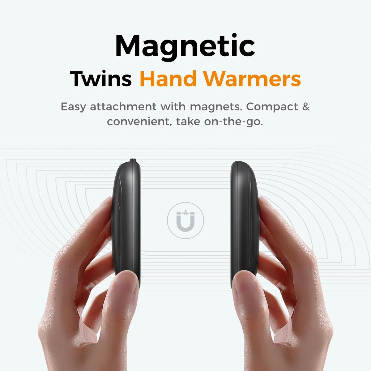OCOOPA Magnetische Handwärmer, wiederaufladbar, 2 Stück, AI elektrische Handwärmer, schnelle Erwärmung, 3 Einstellungen, UL-zertifiziert, tragbare Heizung, Handschuhbefestigung, Reiseutensilien