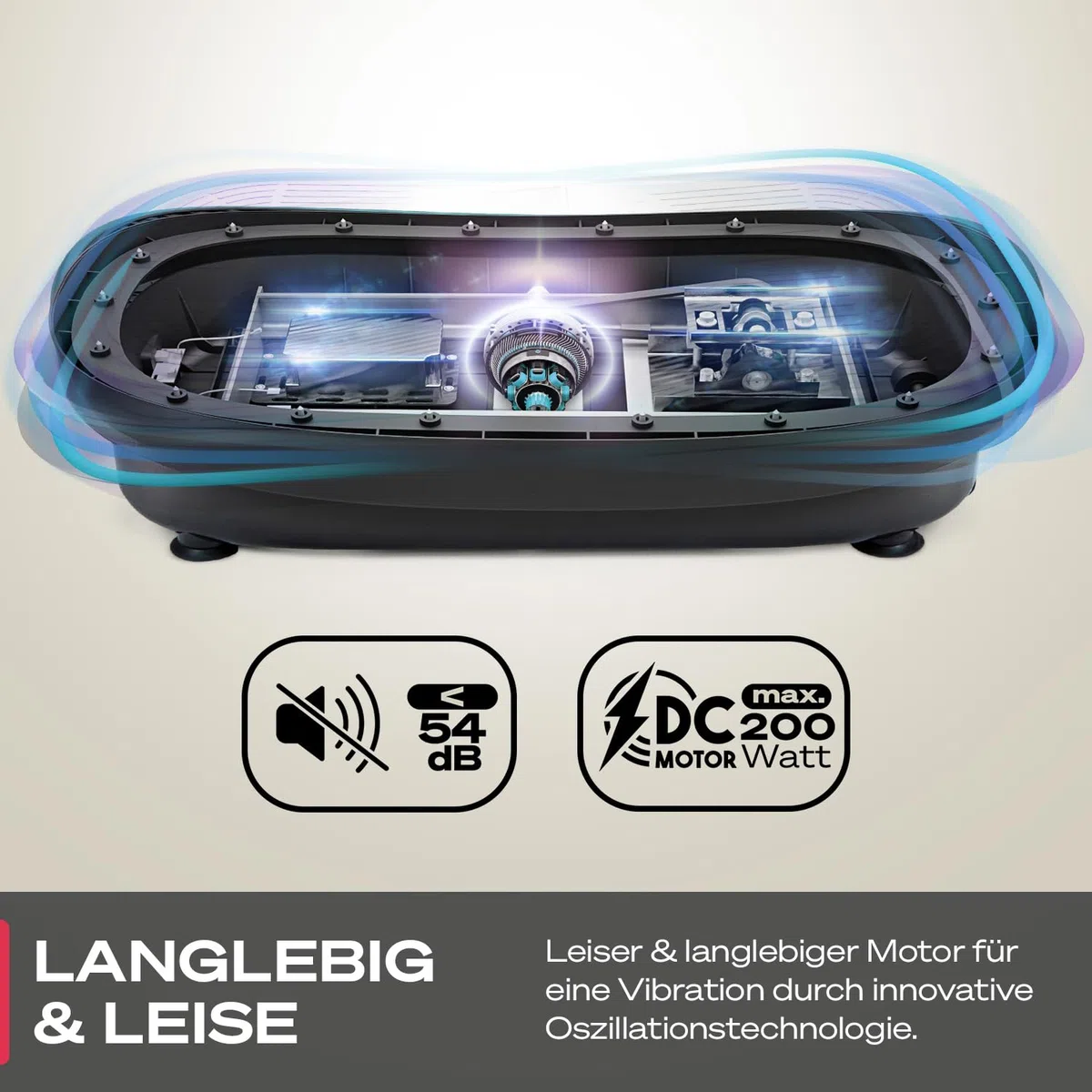 Sportstech VP250 Vibrationsplatte für Zuhause, Rüttelplatte für Frauen & Männer, Lymphdrainage, Fettverbrennung & Muskelaufbau, Ganzkörpertraining, leiser Motor, 200 W, 180 Stufen, Bluetooth