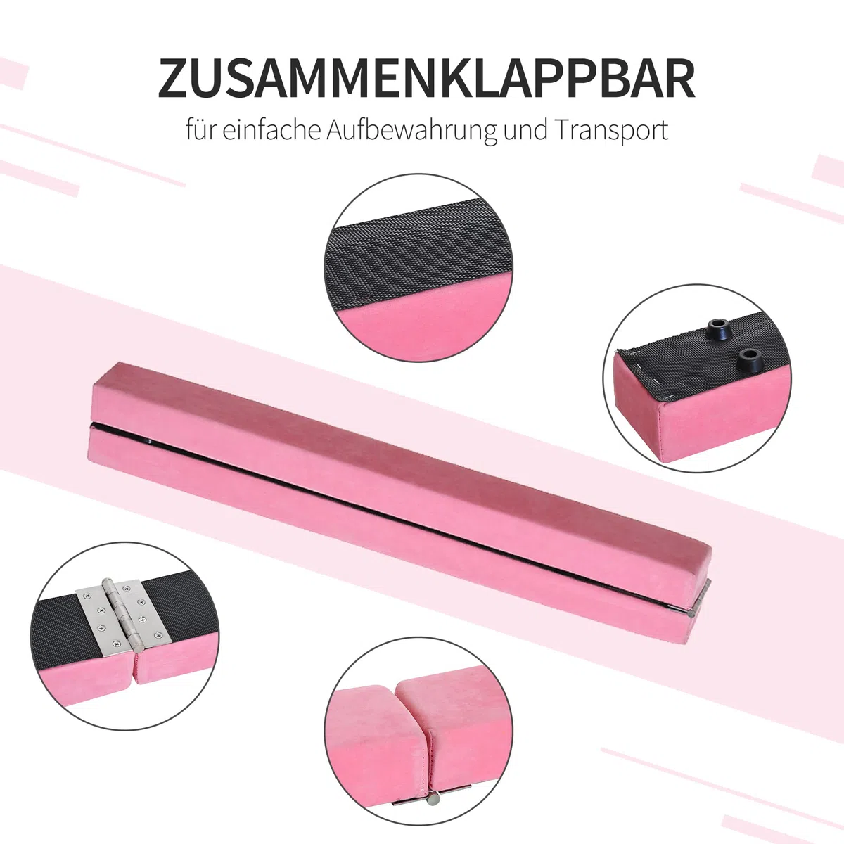 HOMCOM 210 cm Schwebebalken Turnbalken Indoor Outdoor Balance Beam Klappbarer Turnbalken Balance Balken Balancierbalken bis 120 kg