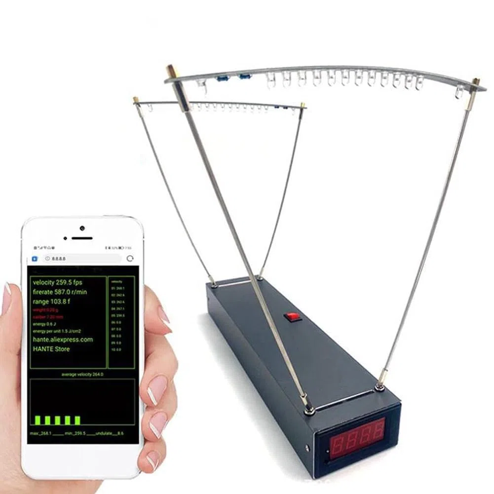 Hancaner Velocimetry Geschwindigkeitsmessgerät Pro mit Baldachin und WiFi 30–9999fps,hochpräziser Geschwindigkeitsmesser in WiFi-Version, unterstützt 20 Datenspeichersätze