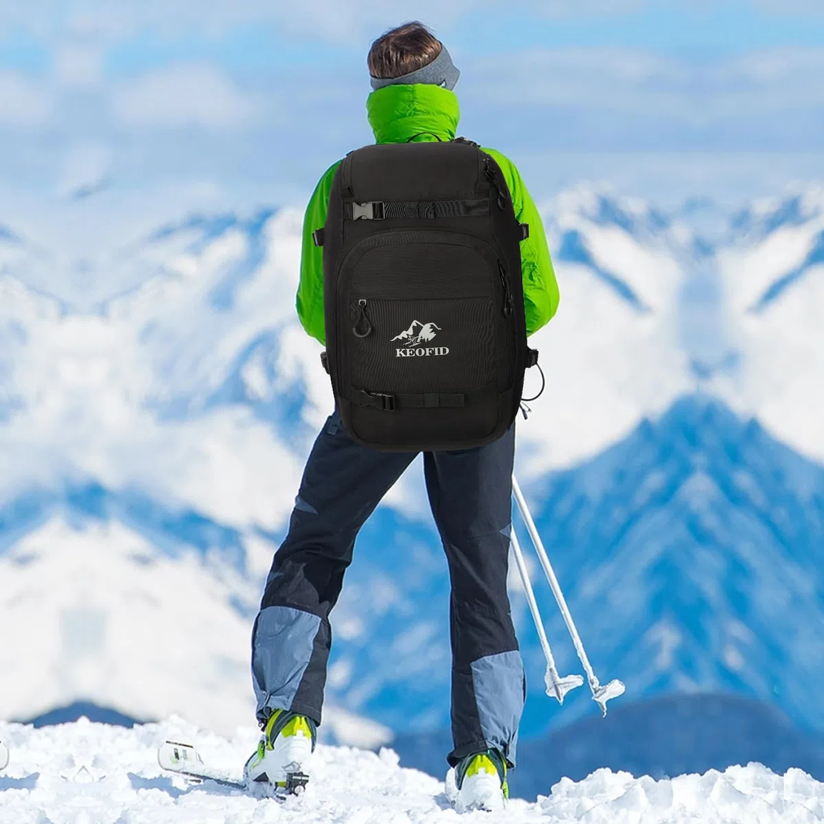 KEOFID Skischuhtasche für Damen und Herren, 50L Ski-Reiserucksack und Snowboardtasche