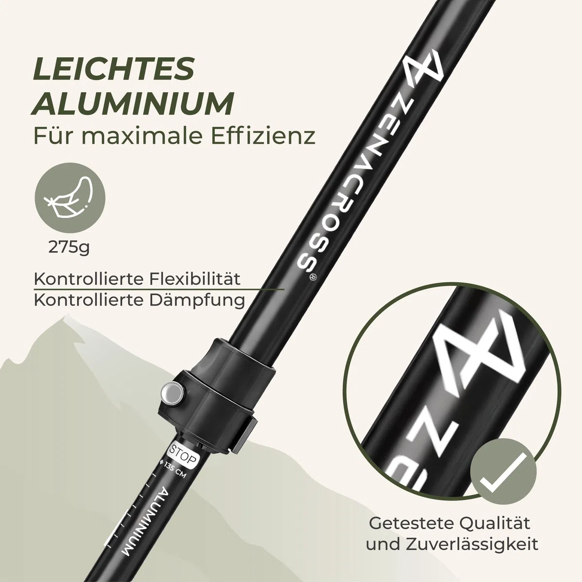 Wanderstöcke Teleskop [Carbon oder Aluminium] - Nordic Walking Stöcke Damen/Herren Ultraleichte - Trekkingstöcke Einstellbar mit Natürlich Kork Griff