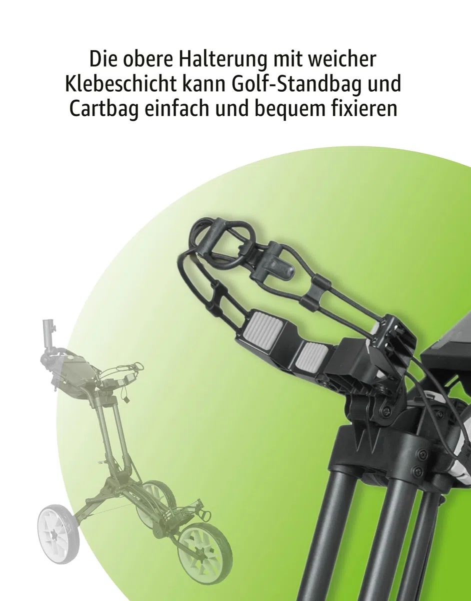 Newfly DREI Rad Golf Tasche Handcart, kompakt, vollautomatisch faltbar, Ultra leicht, minimale Faltbare Größe, Scorecard, Regenschirm Stand