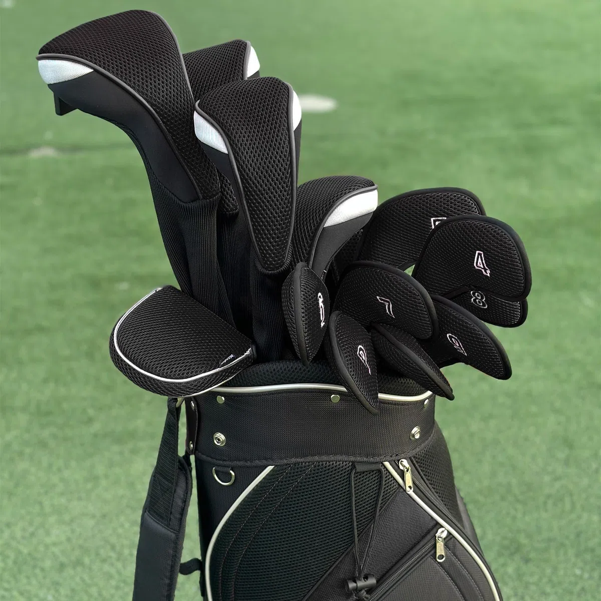 Andux Golf Hybridschläger Habe mit langem Hals, austauschbarer Nummernanhänger, 4 Stück CTMT-02, Schwarz