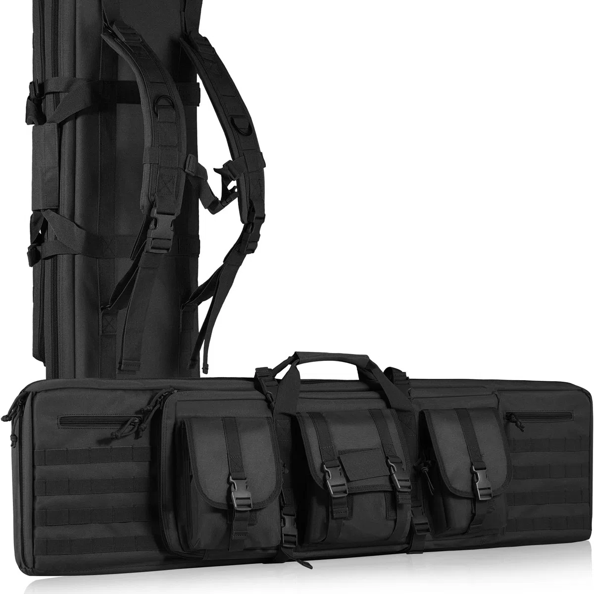 VEVOR Gewehrtasche 1 STK. Waffentasche, 1016 mm Tragbares Langwaffenfutteral 2 Gewehre & 2 Pistolen, Jagd Gewehrtasche Schwarz, Gun Bag Wasserdichtes Gewehrfutteral Waffentasche inkl. Molle-System