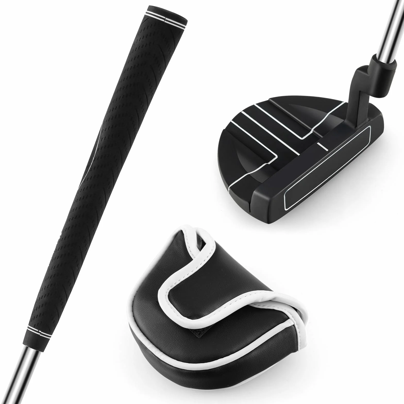 LIFEZEAL 89 cm Golf Putter, Tragbare Golfschläger für Rechtshänder, Putter Schlägel aus Metall mit Golfabdeckung, Lage 72°, Loft 3 °, für Herren & Damen