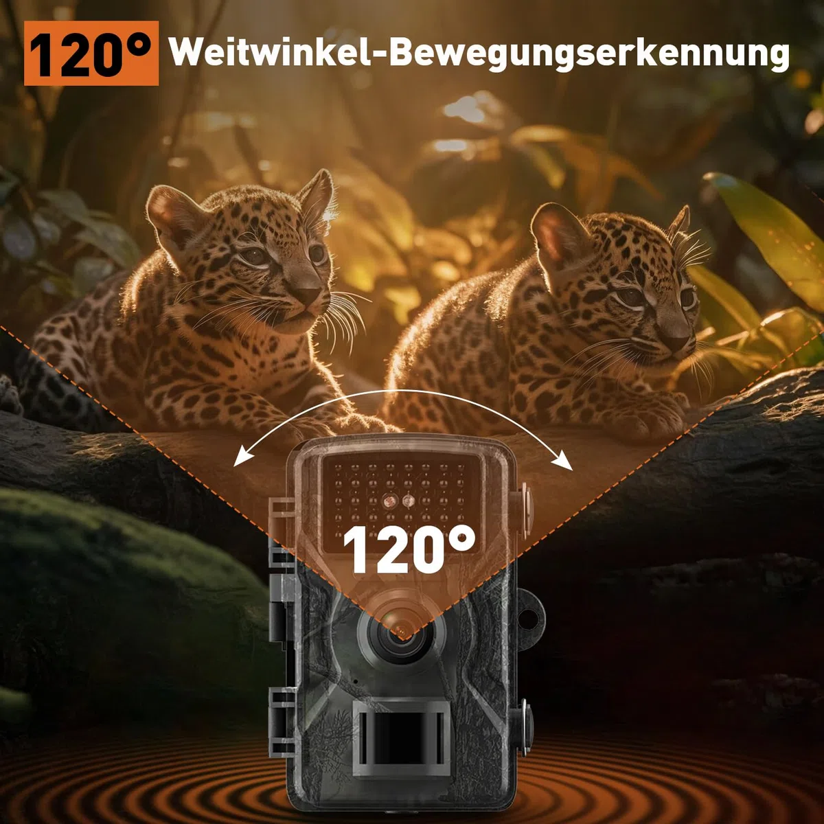 Wildkamera 60MP 4K Video IP66 wasserdicht Nachtsicht Infrarot Tierüberwachung