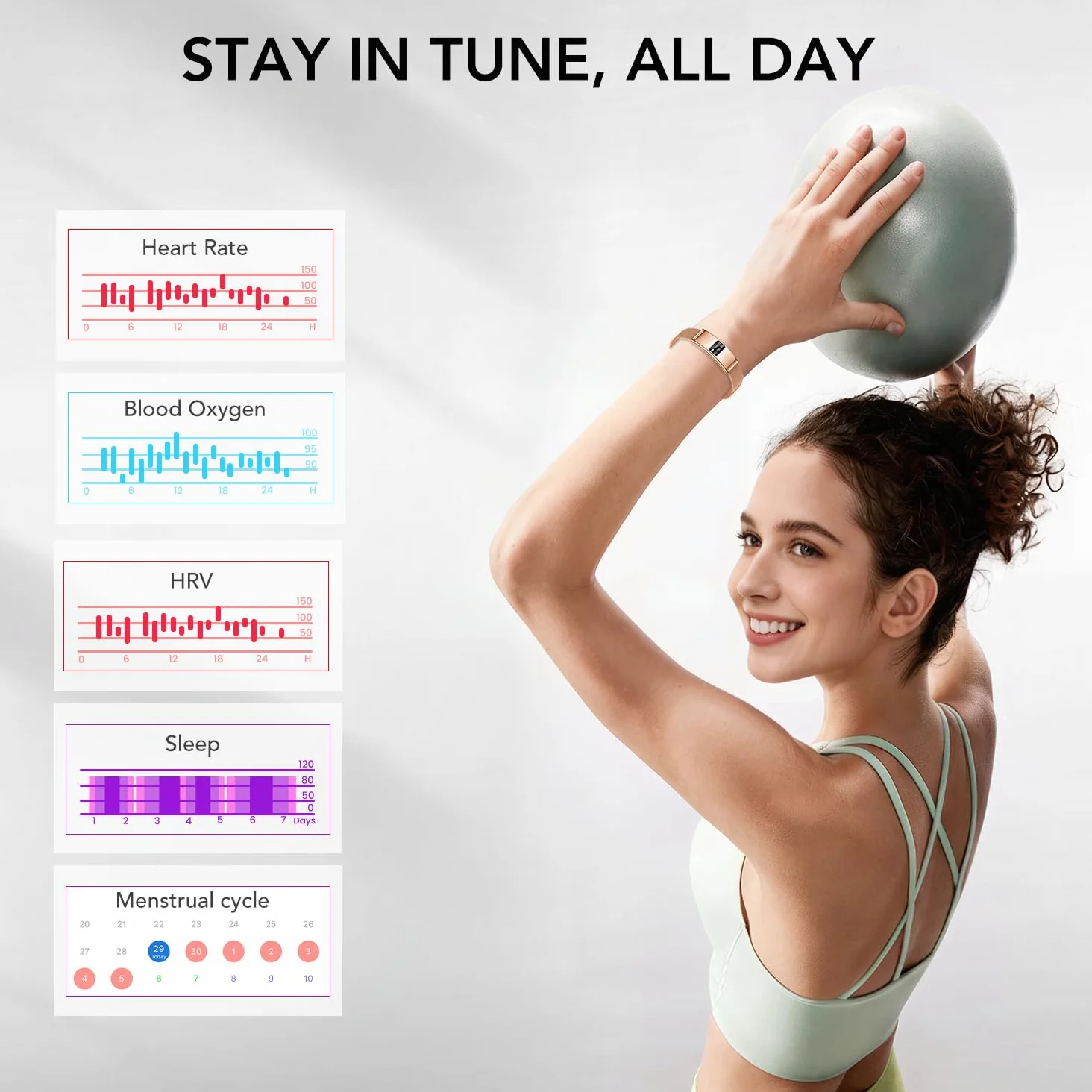 Smartwatch Damen Fitness Tracker Armband: Schrittzähler Damenuhr Fitnessuhr Smart Watch mit Herzfrequenz HRV SpO2 Schlaf Monitor Sportmodi 5ATM Wasserdicht Leicht Slim Digital band für iOS Android