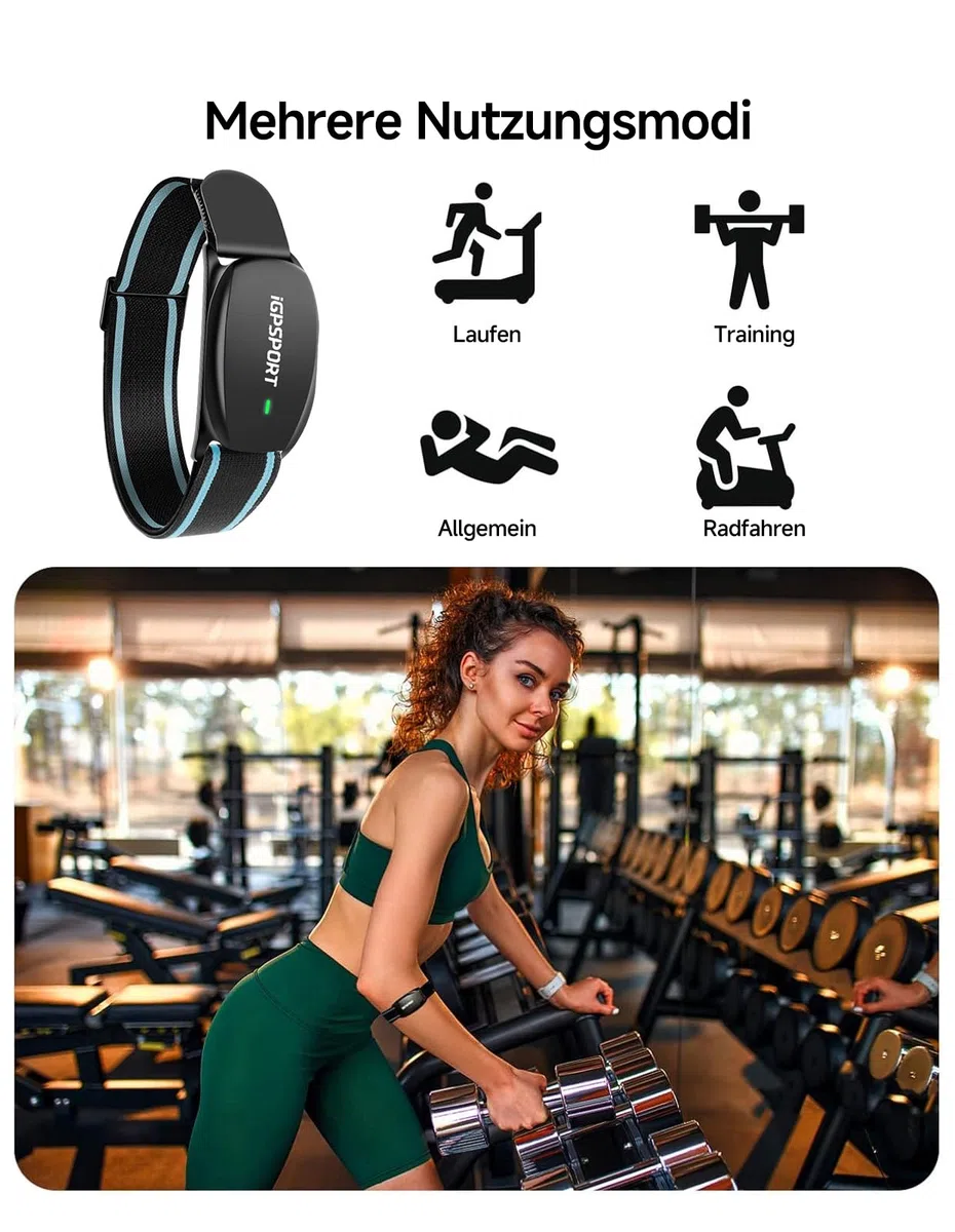 iGPSPORT Herzfrequenzmesser Armband, Bluetooth 5.0 ANT+ HR70 Pulssensor für den Sport, 65H Batterielebensdauer Fitness Armband für Sportarten Laufen Radfahren