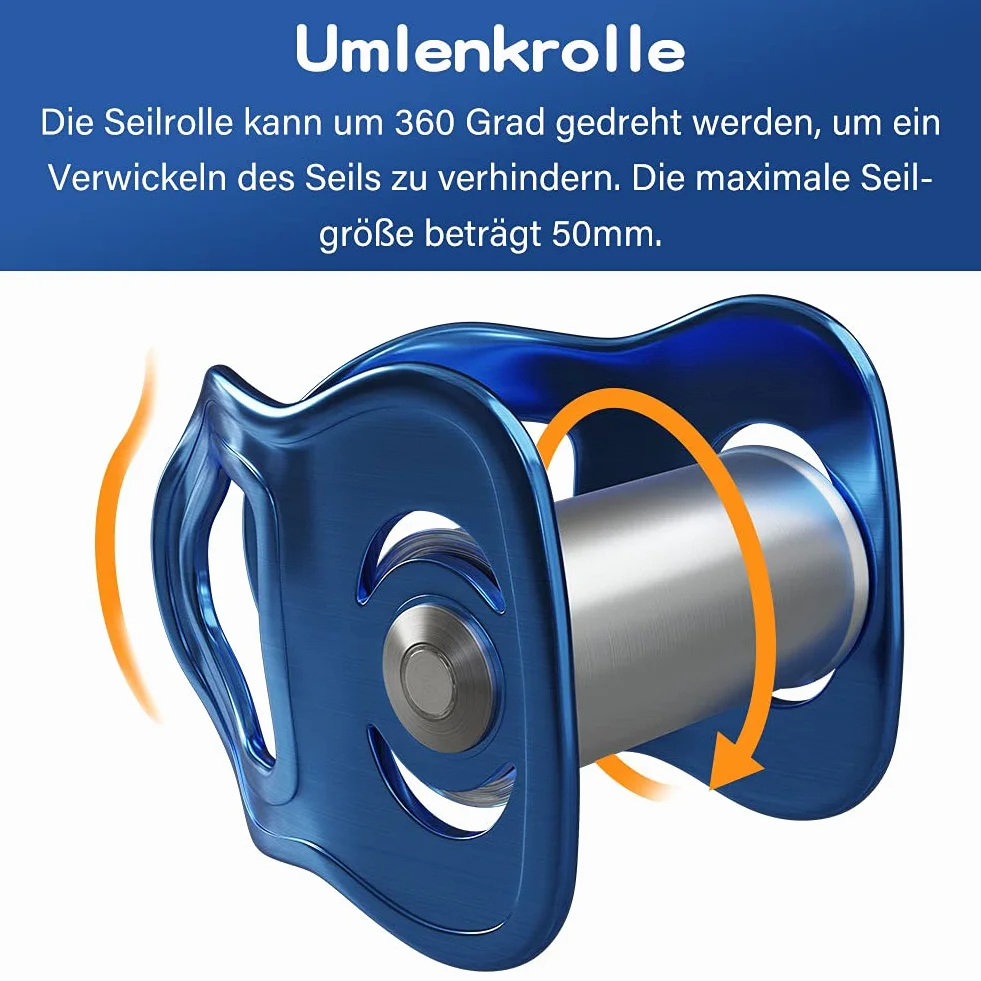 Slackline-Set mit Seilrolle + Baum Schutz, 15m Slackline, Pully-Zubehör für Hindernisparcours