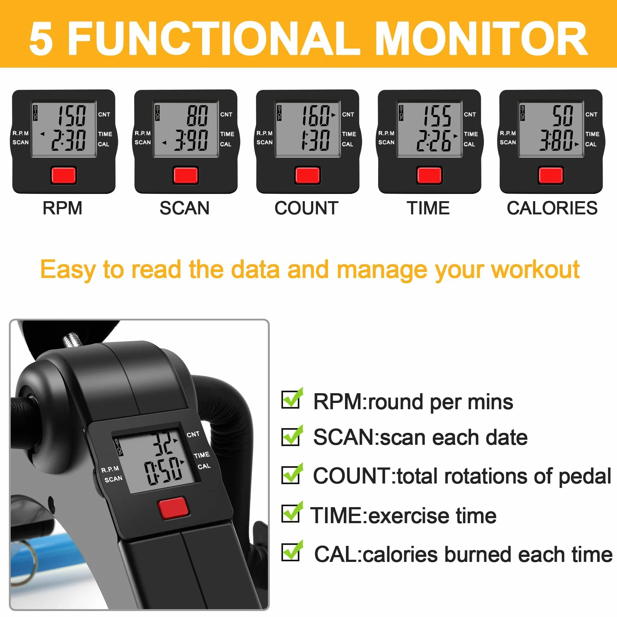 Mini Fahrrad Pedal Trainer für Arm- und Beintrainer Heimtrainer mit LCD-Monitor