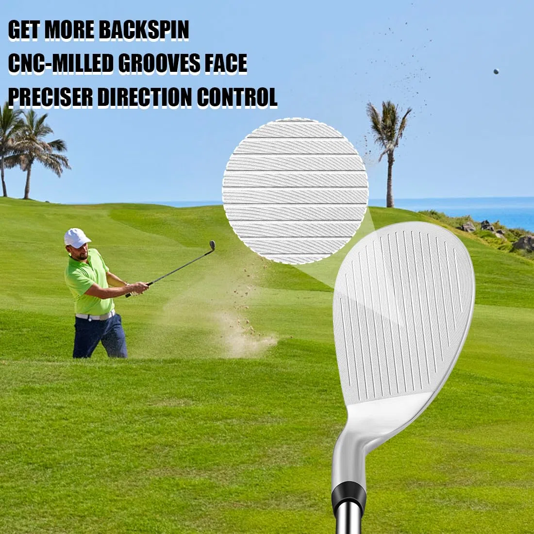 MAZEL Golfkeile, 68, 70, 72 Grad, Golfkeil, 89,9 cm, Rechtshänder, QPQ, Schwarz, CNC-gefräste Oberfläche, Sandkeil, Golfschläger für Herren
