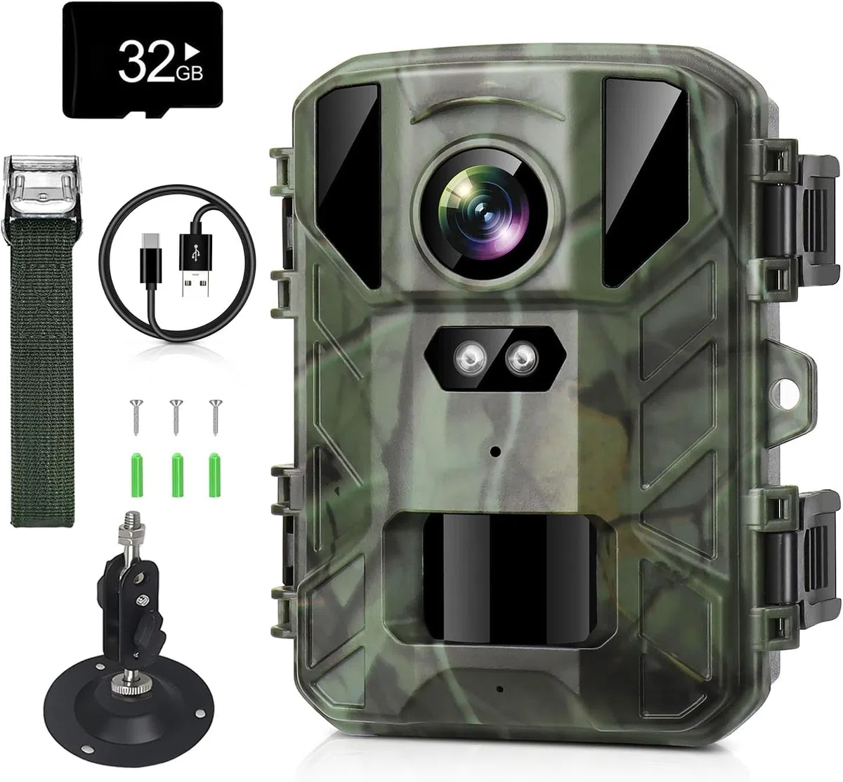 Mini Wildkamera 4K 50MP, Wildtierkamera mit Nachtsicht Bewegungsmelder 850 IR LEDs, 0,2s Schnelle Trigger, Wasserdicht Nachtsichtkamera mit 32G Speicherkarte, Jagdkamera für Wildbeobachtung