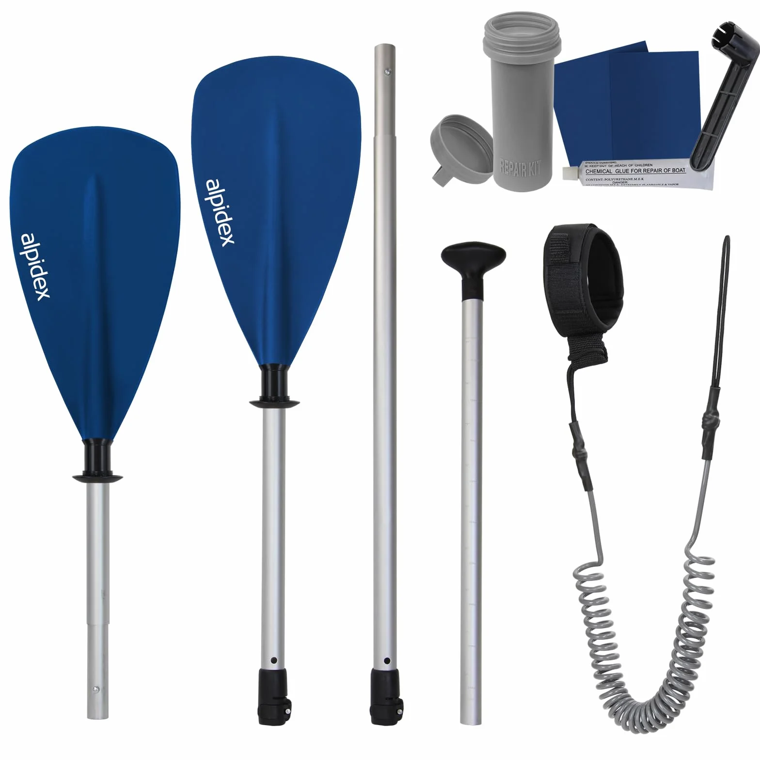 ALPIDEX Stand Up Paddle Set SUP 305 x 76 x 15 cm Belastbar bis 150 kg Aufblasbar Stabil Leicht Komplett Set Tragetasche Paddel Finnen Luftpumpe Leash Repair Kit