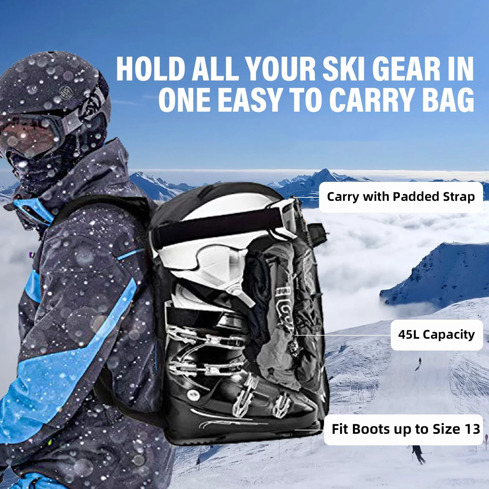 AUMTISC Skirucksäcke Stiefeltasche Skischuhtasche Skirucksack Skischuhrucksack Skitasche Skischuh Helmtasche Helmrucksack Skihelmtasche