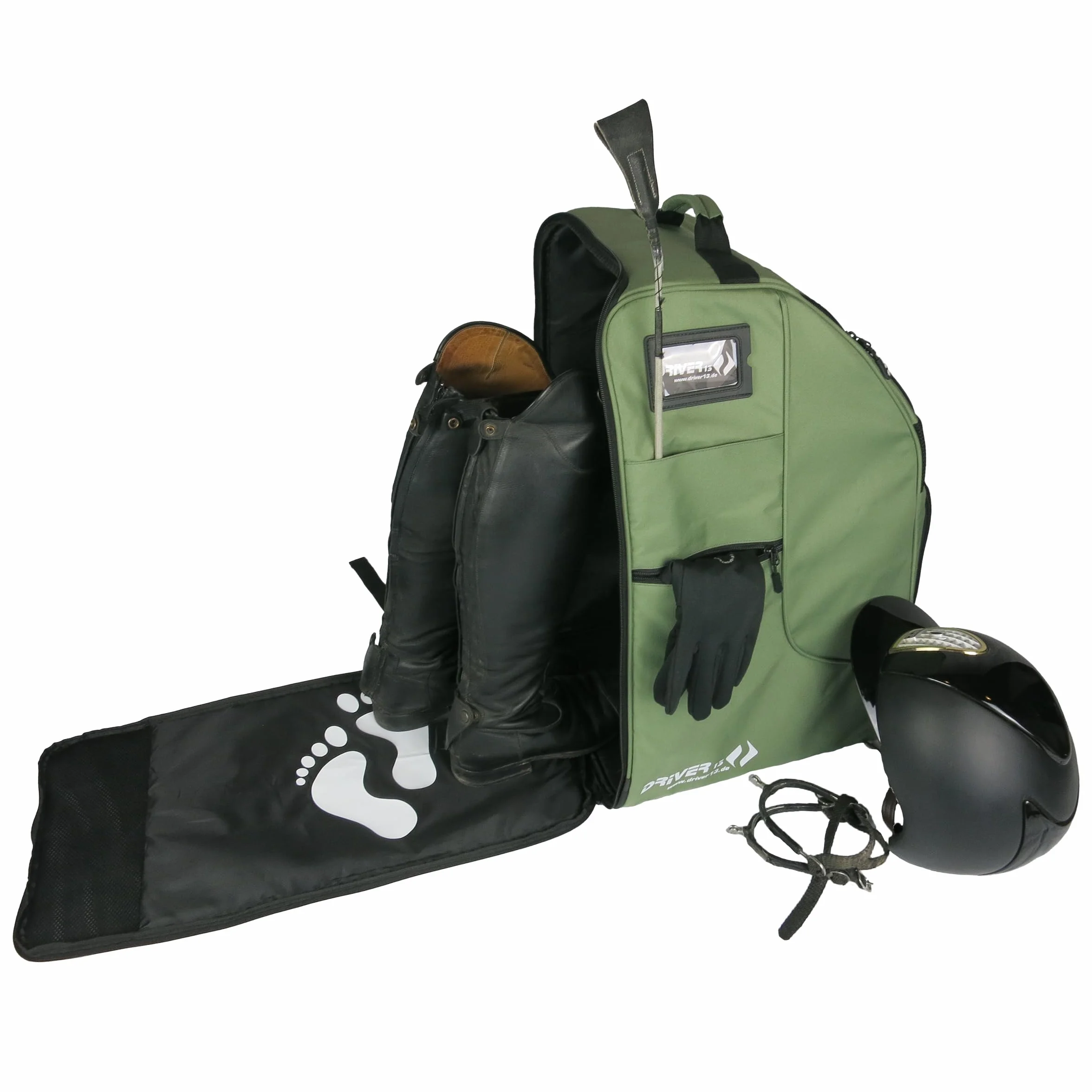 Driver13 Reitstiefelrucksack Deluxe mit Helmfach, Reitstiefeltasche und Stiefeletten Tasche, für Reitstiefel und Zubehör, Farbvarianten