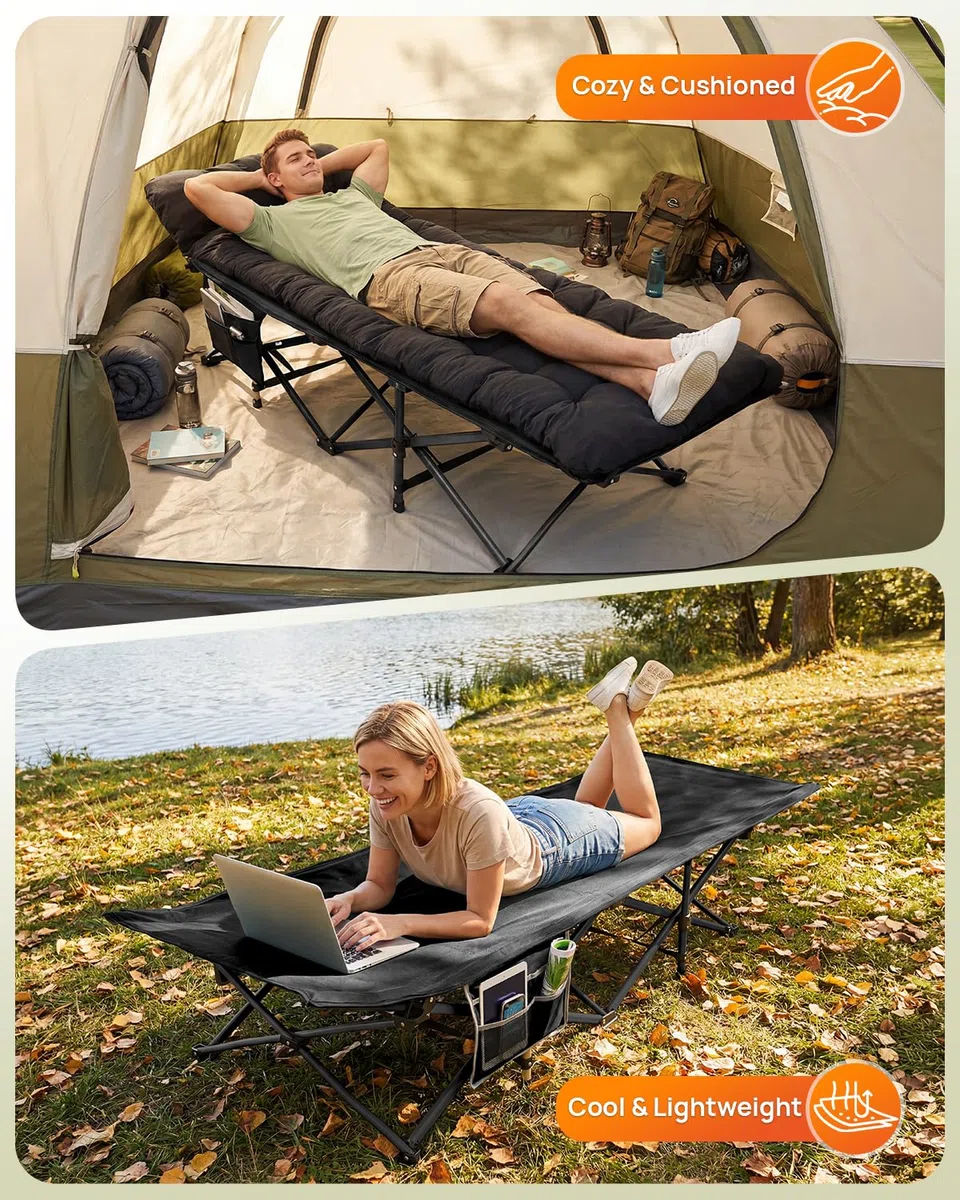 Sportneer Feldbett mit Matratze, Klappbett Breite 71/81cm Tragfähigkeit 204KG Gästebett Campingbett Feldbett Mit Aufbewahrungstasche für Erwachsene Outdoor Indoor Garten Camping Reisen
