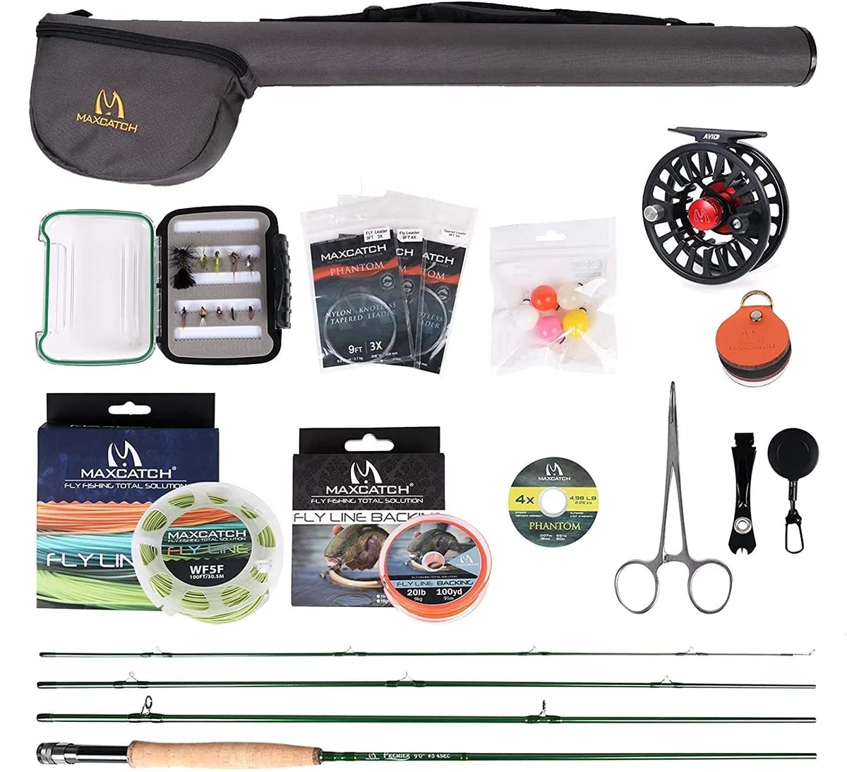 MAXIMUMCATCH Premier Fliegenrute und Avid Rolle Combo komplete 9' Fliegenfischen Outfit mit Angelausrüstung