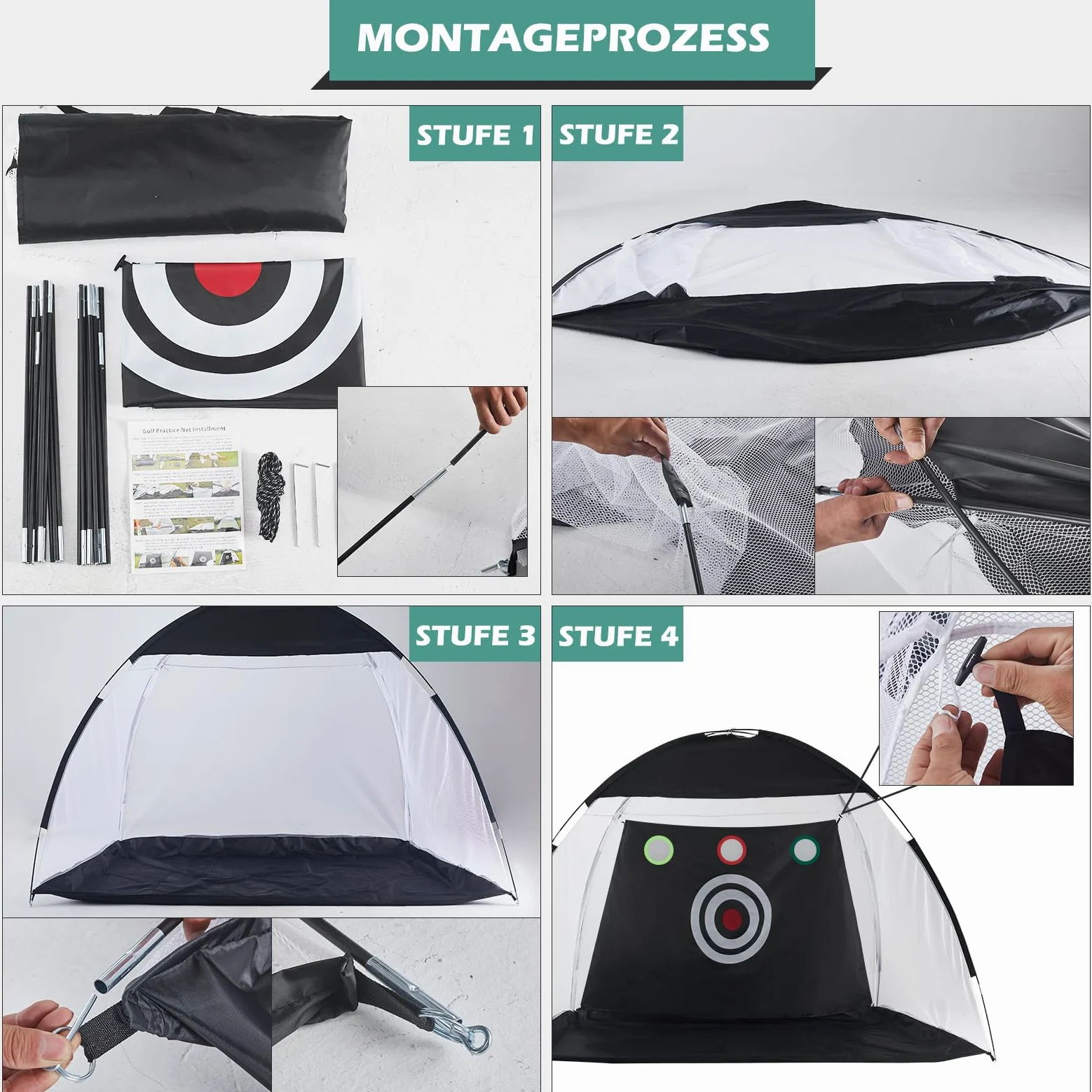 TUKAILAi 10x7ft Golf-Schlagnetz, Faltbares Golf Portable Golfnetz for Garten Indoor Outdoor, Golf-Übungs-Schlagnetze für Hinterhof für drinnen/draußen/Hinterhof, All-in-1 Golf Übungsnetz