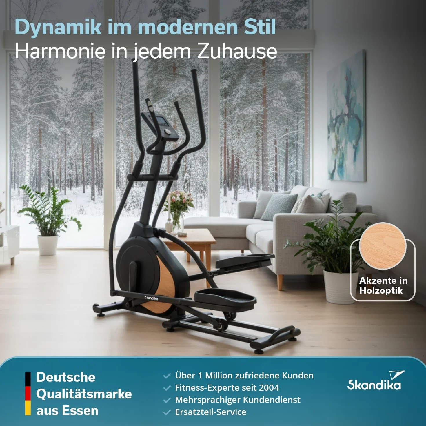 Skandika Crosstrainer Carbon P18 | Ellipsentrainer für Zuhause, 32 Widerstandsstufen, 13 Programme, LCD Display, App kompatibel, bis 135 kg | Heimtrainer, Hometrainer, Fitness, Ausdauertraining