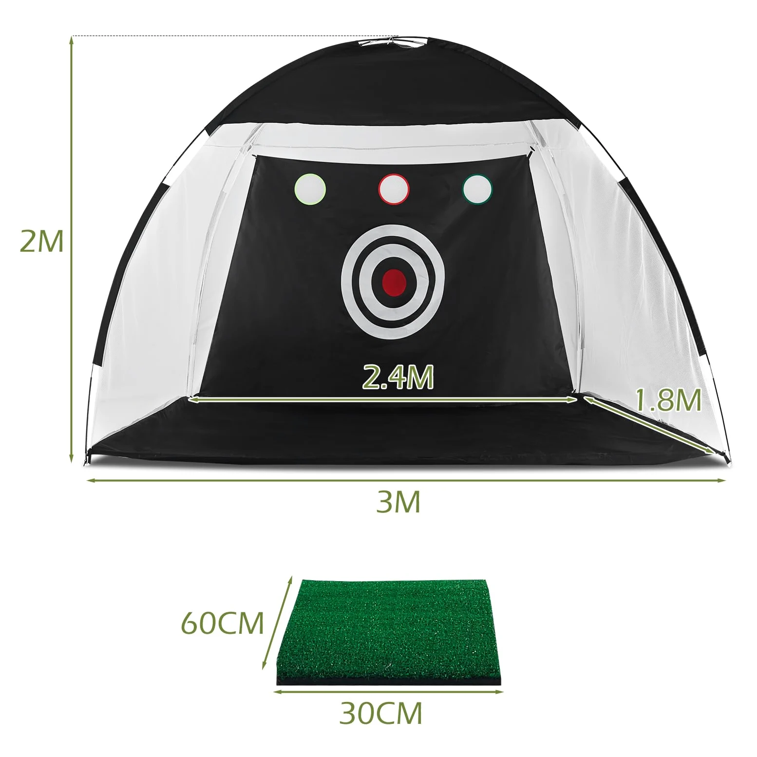TUKAILAi 10x7ft Golf-Schlagnetz, Faltbares Golf Portable Golfnetz for Garten Indoor Outdoor, Golf-Übungs-Schlagnetze für Hinterhof für drinnen/draußen/Hinterhof, All-in-1 Golf Übungsnetz