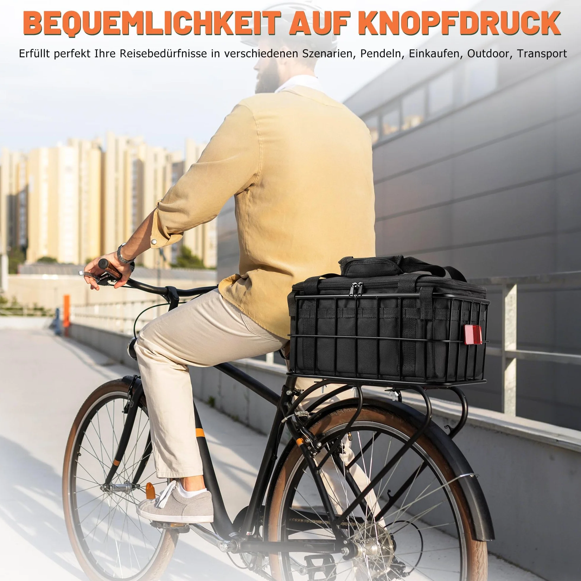 CDYWD Fahrradkorb Hinten für Herren & Damen, Groß Abnehmbar Fahrradkorb Gepäckträger mit Herausnehmbarer Innentasche, Hinten Fahrrad Korb Schulranzen für Ebike, Mountainbike, Citybike, Cruiser