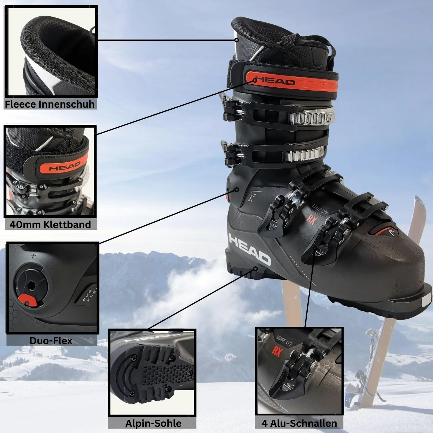 Head Skischuhe Advant Edge 75 Anth/Black MP28.0 EU43 Flex 75 Skistiefel Alpinskischuhe