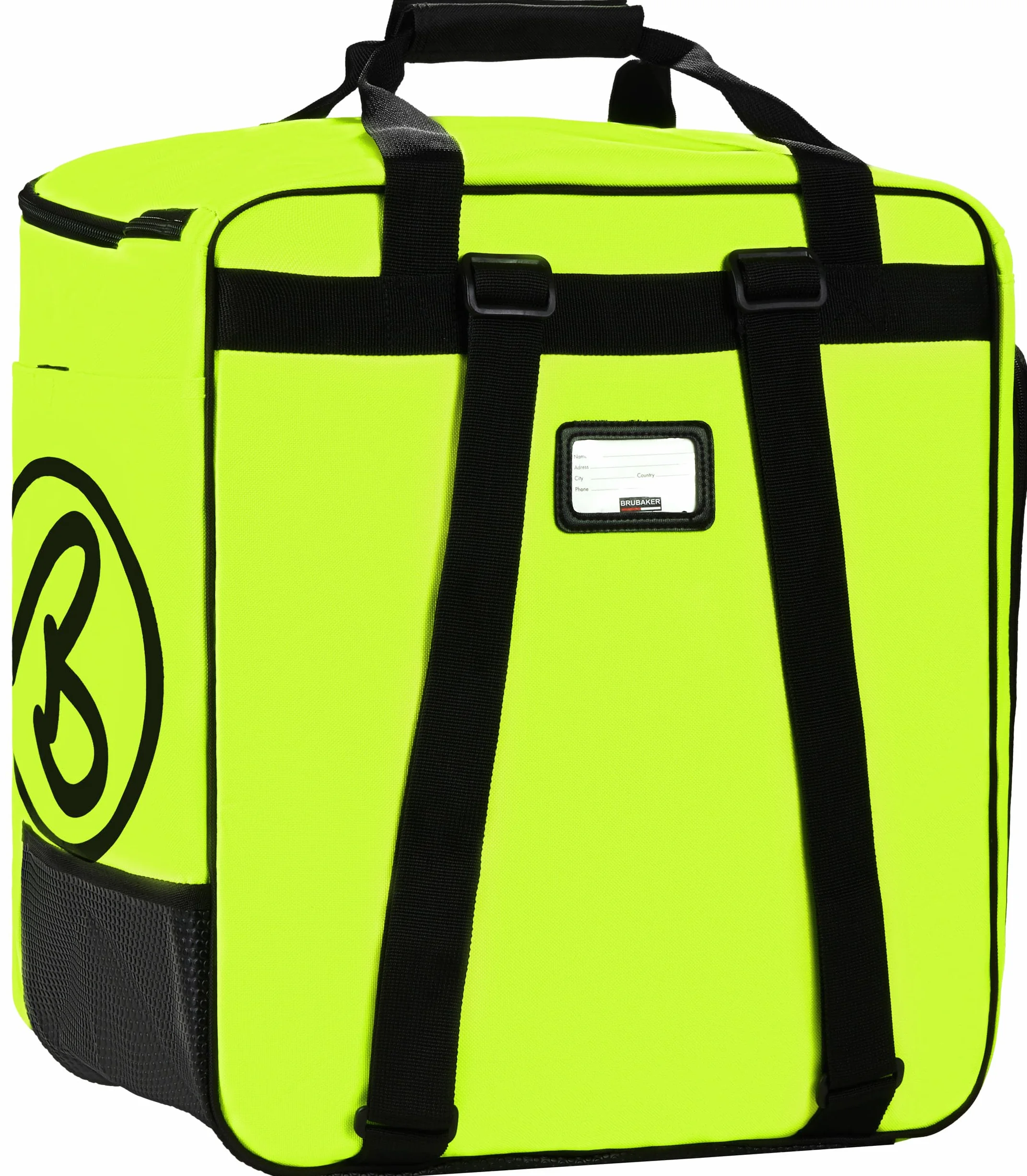 BRUBAKER Super Champion Skischuhtasche Helmtasche Rucksack mit Schuhfach - Neon Gelb/Schwarz