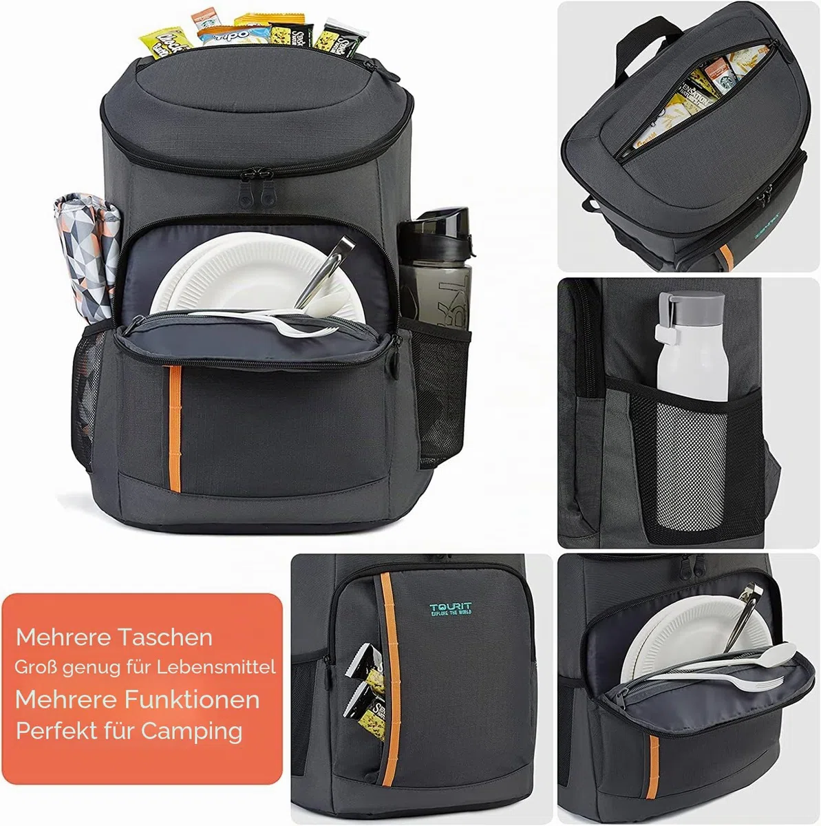 TOURIT Kühler Rucksack 28L mit Flaschenöffner