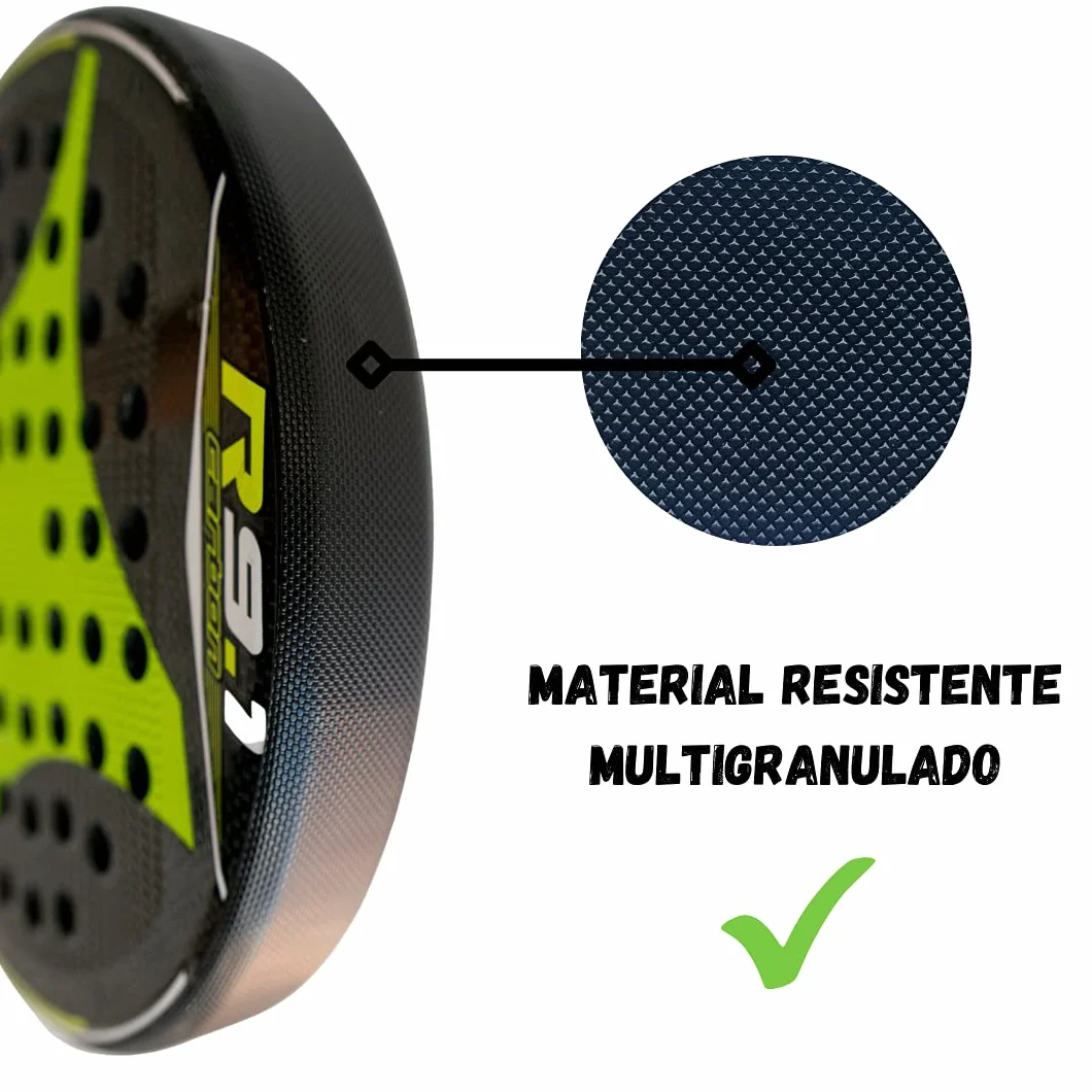 Schwarzer Padel-Schlägerschutz mit rauer Oberfläche für zusätzlichen Schutz + Padel-Aufkleber 35 x 370 mm