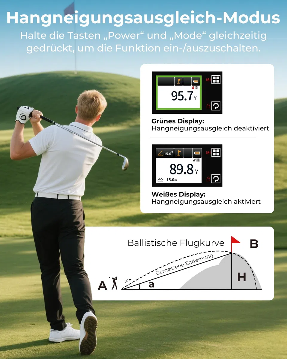 CIGMAN 1312Y Laser-Golf-Entfernungsmesser mit seitlichem Touchscreen, Neigungskompensation, 6-fache Vergrößerung, ±1Y Genauigkeit, Magnetstreifen, externes Farbdisplay, Flaggensperre, ±1 m Genauigkeit